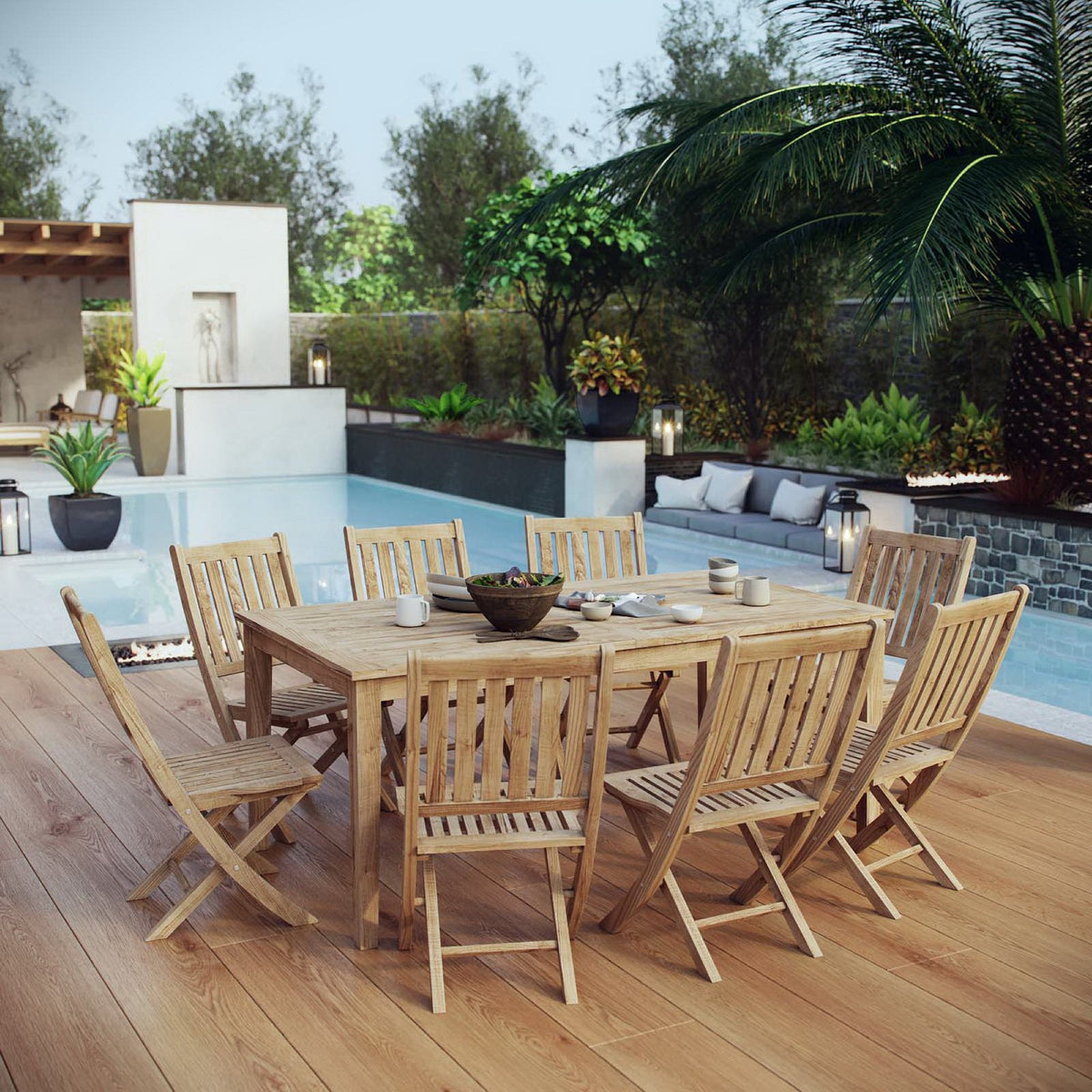 Marina 9 Piece Outdoor Patio Teak Dining Set by Modway - EEI-3204, photo 8 of 8