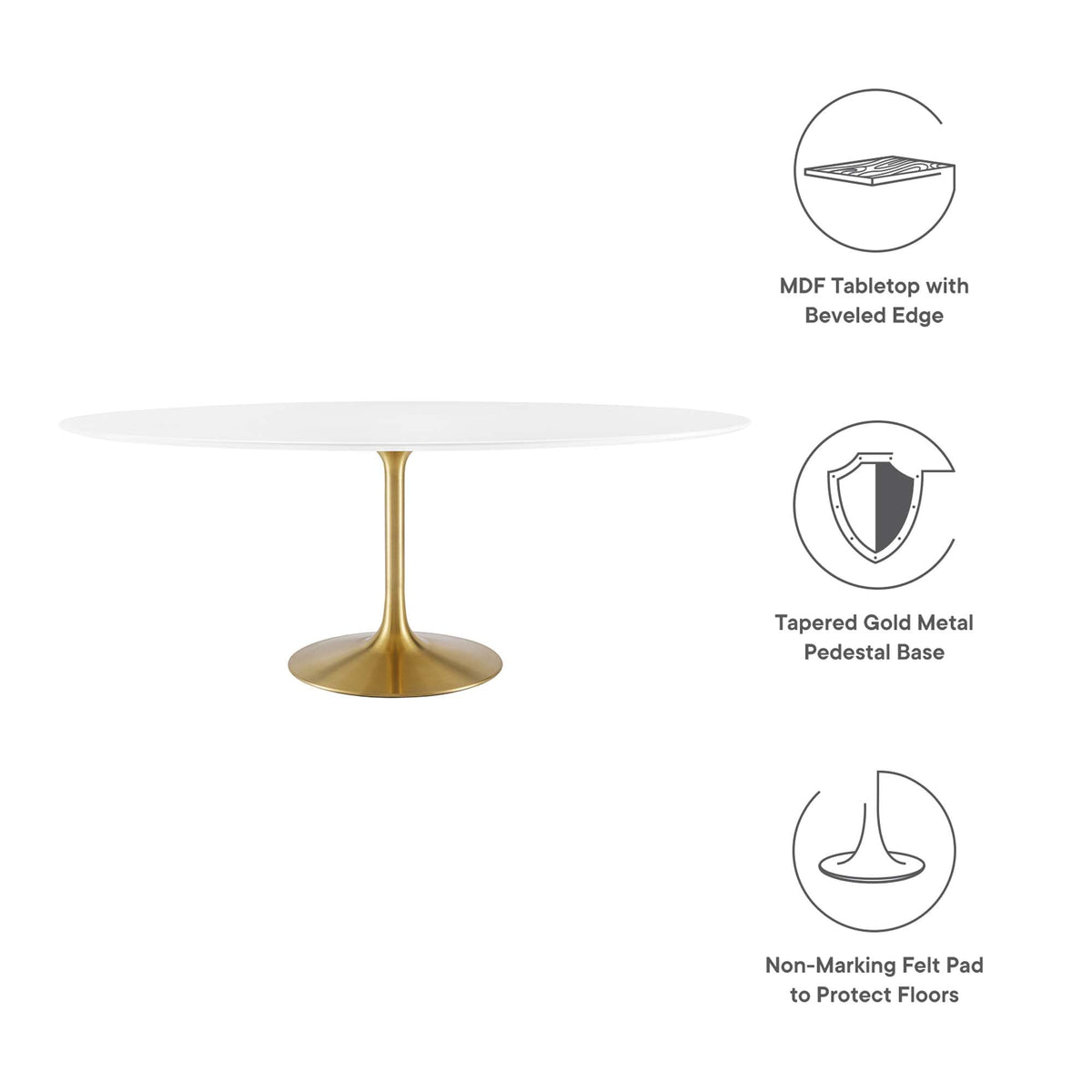 Lippa 78" Oval Wood Dining Table by Modway - EEI-3255, photo 2 of 7