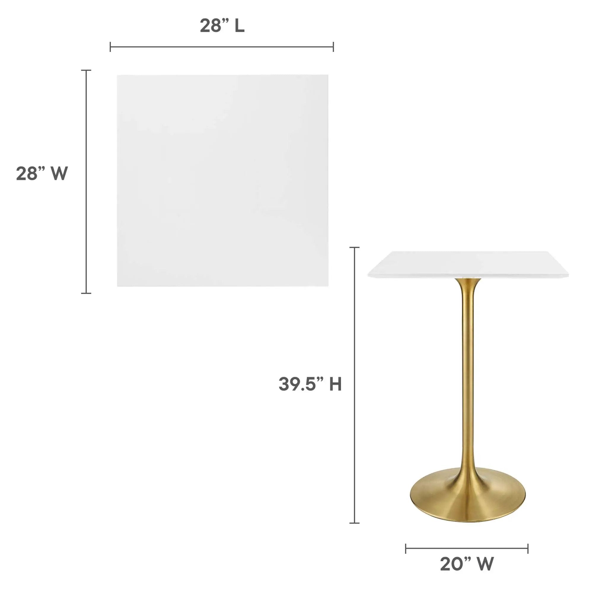 Lippa 28" Square Wood Bar Table by Modway by HouseOfZazla