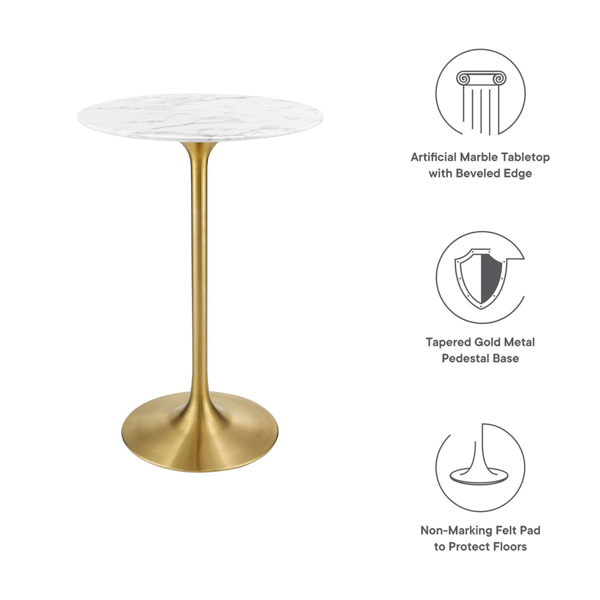Lippa Round Faux Marble Bar Table by Modway, photo 9 of 40