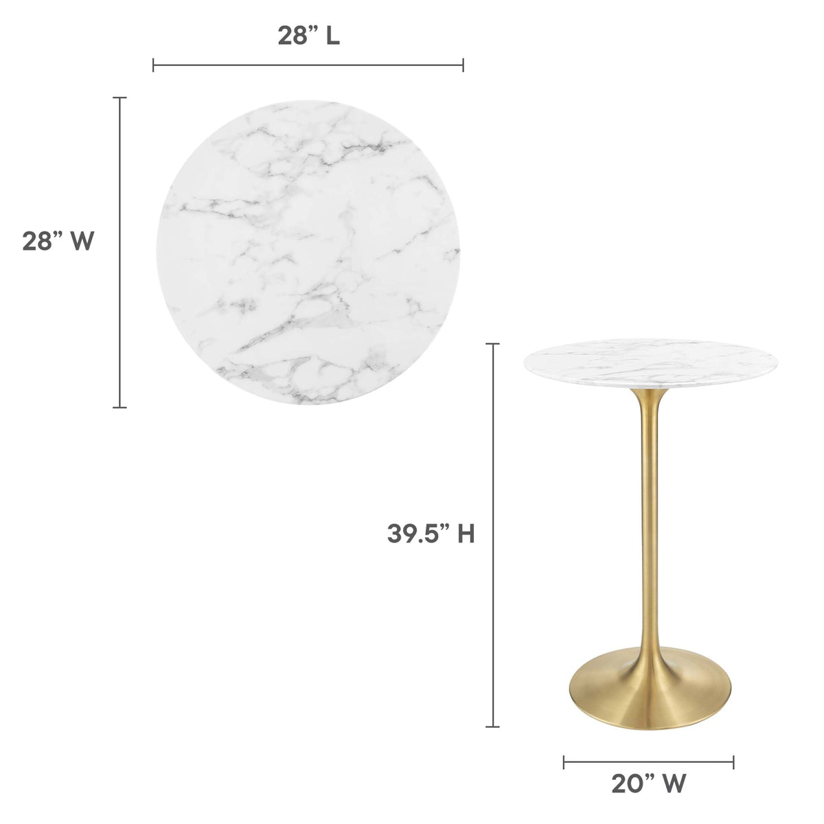 Lippa Round Faux Marble Bar Table by Modway, photo 10 of 40