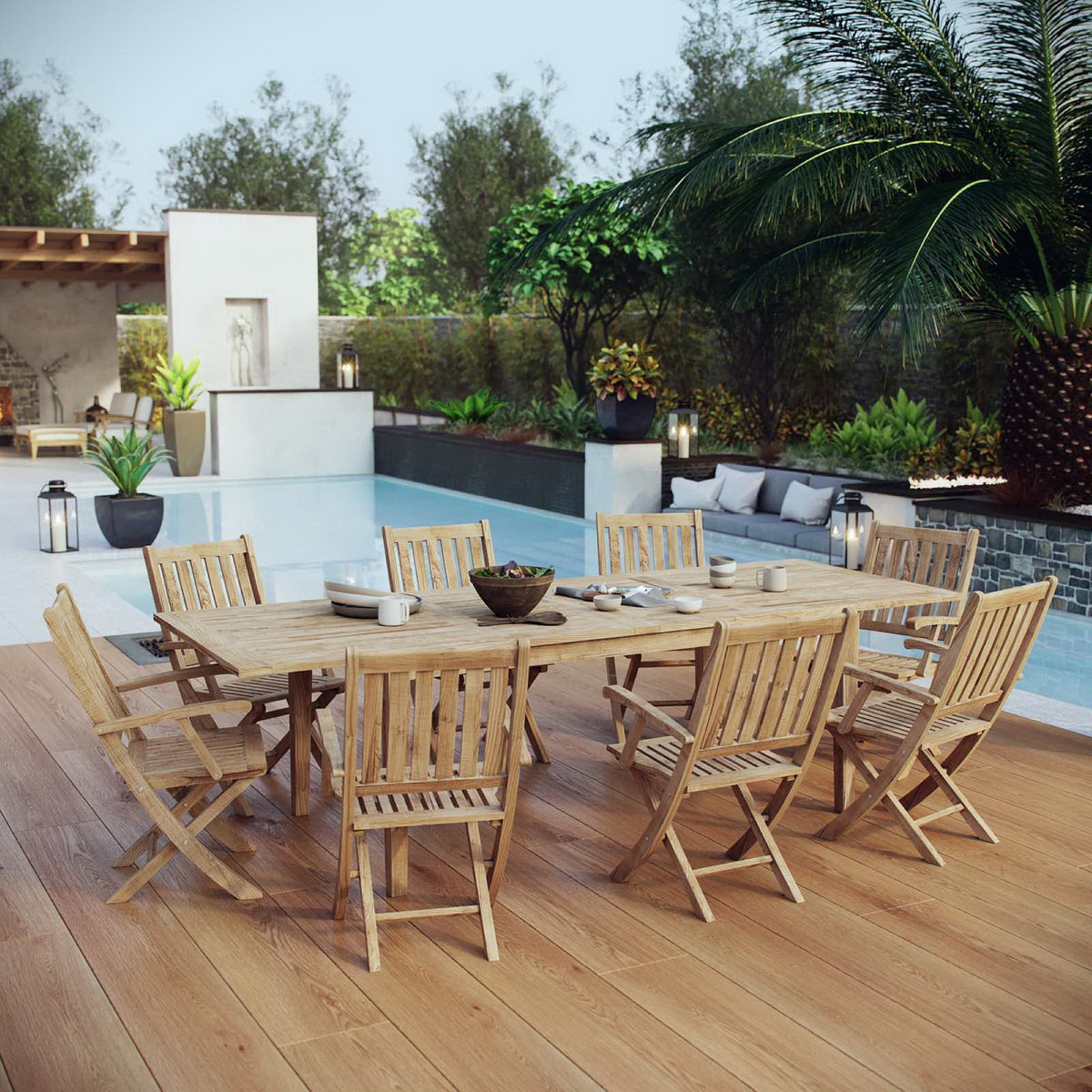 Marina 9 Piece Outdoor Patio Teak Dining Set by Modway - EEI-3281, photo 10 of 10