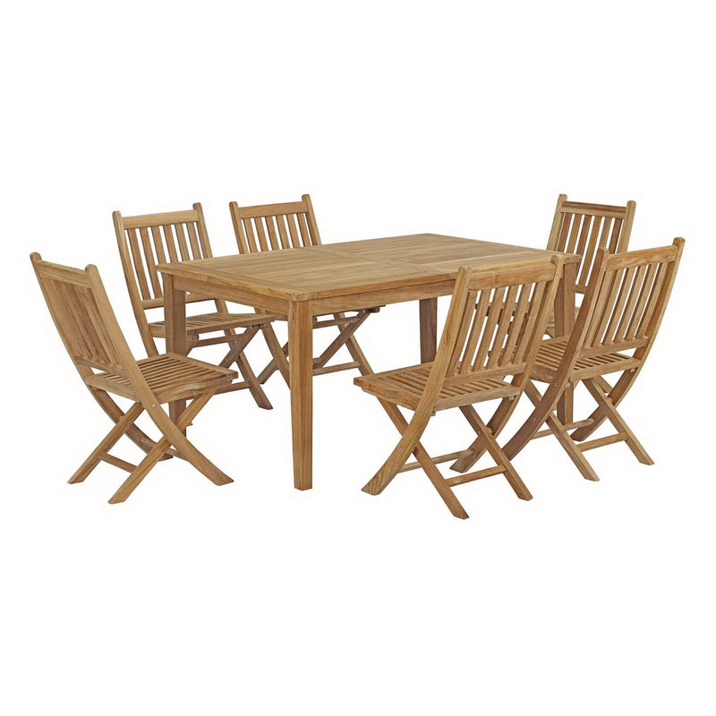 Marina 7 Piece Outdoor Patio Teak Dining Set by Modway - EEI-3290