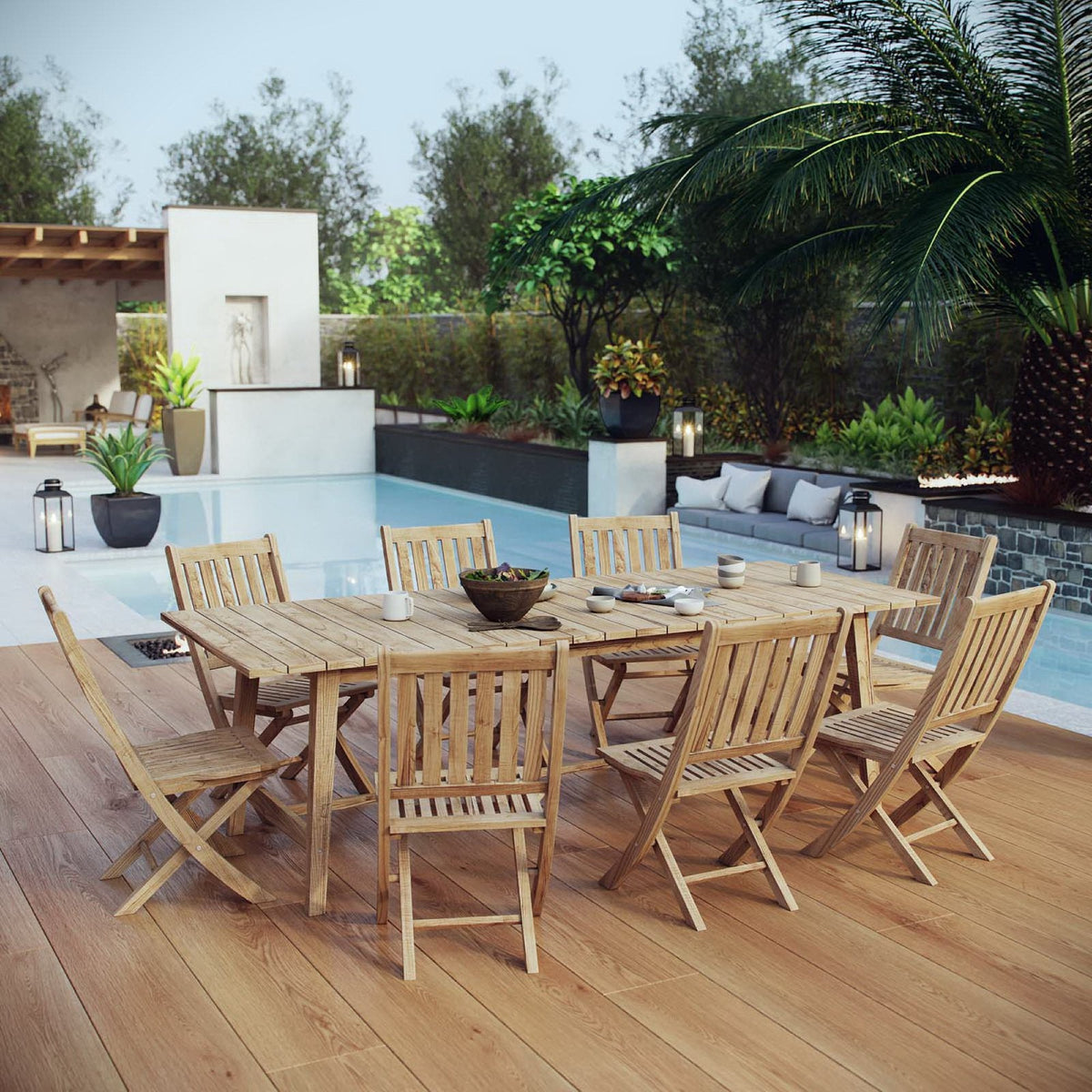 Marina 9 Piece Outdoor Patio Teak Dining Set by Modway - EEI-3313, photo 8 of 8