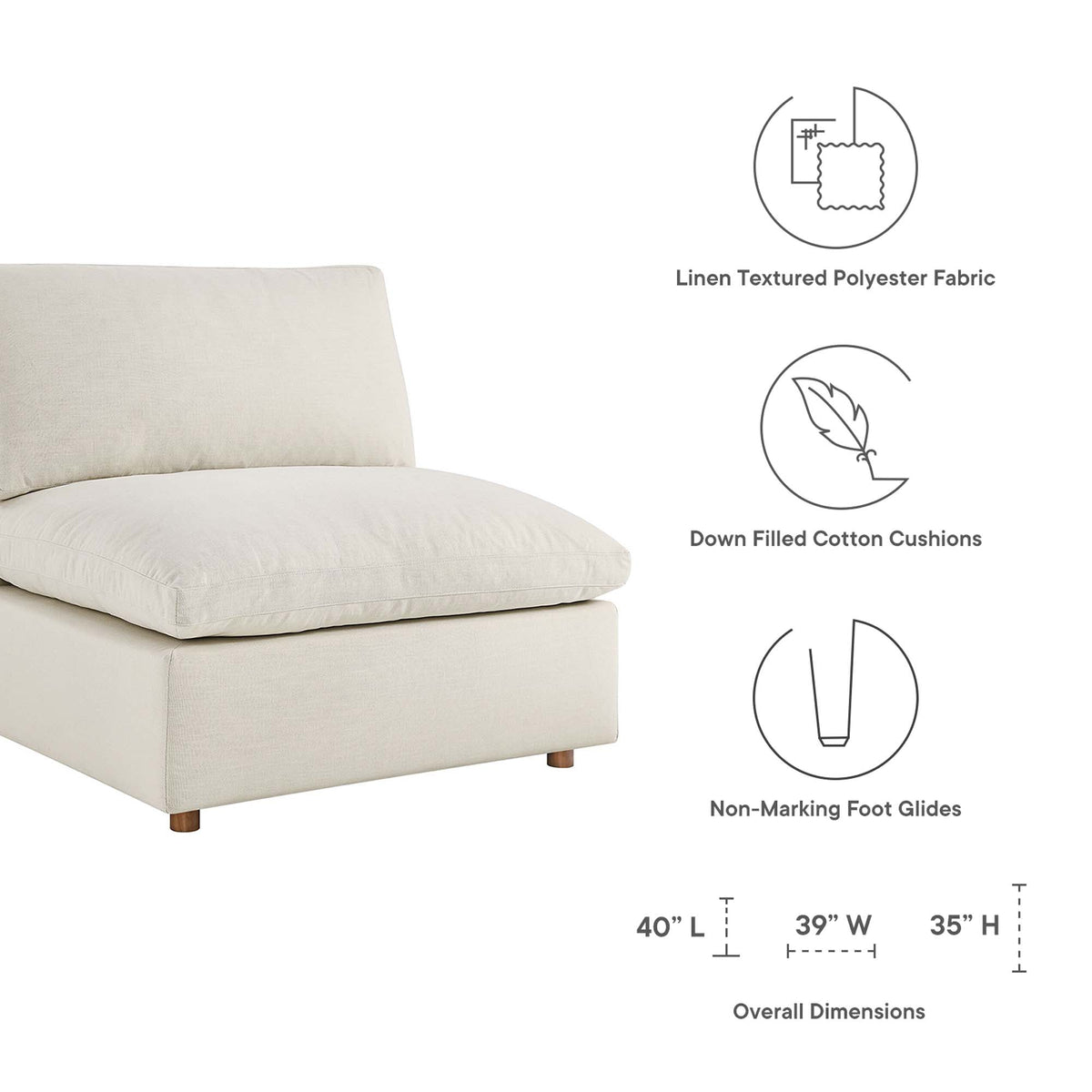 Commix 5 Piece Down Filled Overstuffed Sectional Sofa Set by Modway, photo 2 of 18