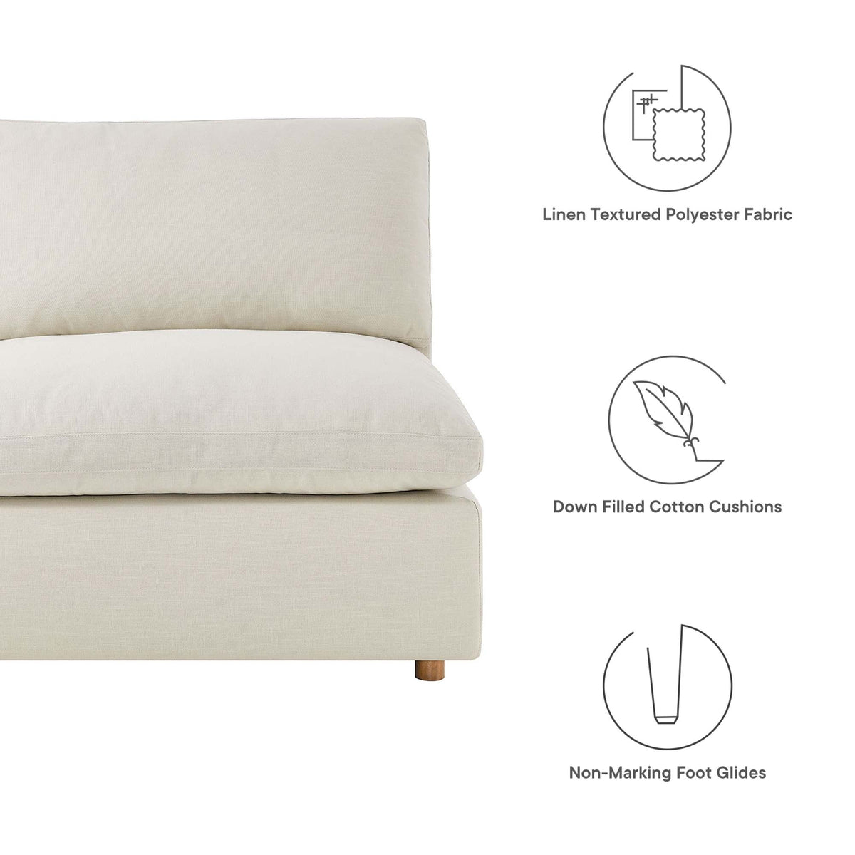 Commix 5-Piece Down Filled Overstuffed Armless Sectional Sofa by Modway, photo 3 of 15