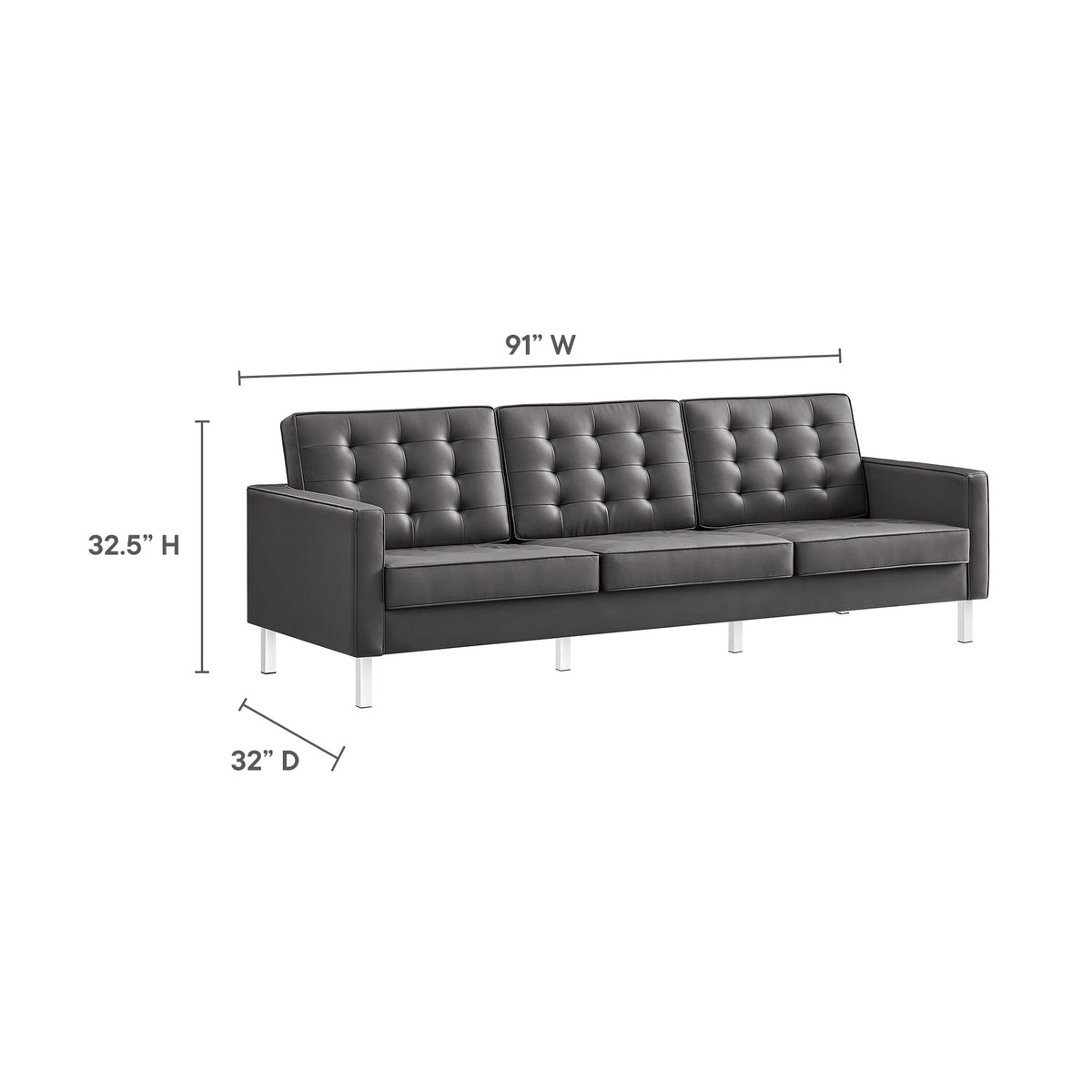Loft Tufted Vegan Leather Sofa and Ottoman Set by Modway, photo 13 of 39