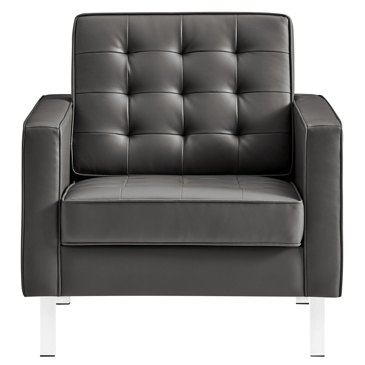 Loft Tufted Vegan Leather Armchairs Set of 2 by Modway, photo 13 of 32