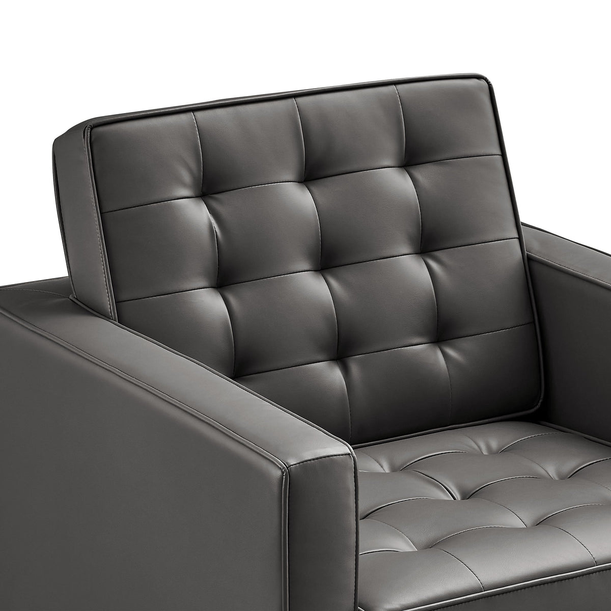 Loft Tufted Vegan Leather Armchairs Set of 2 by Modway, photo 14 of 32