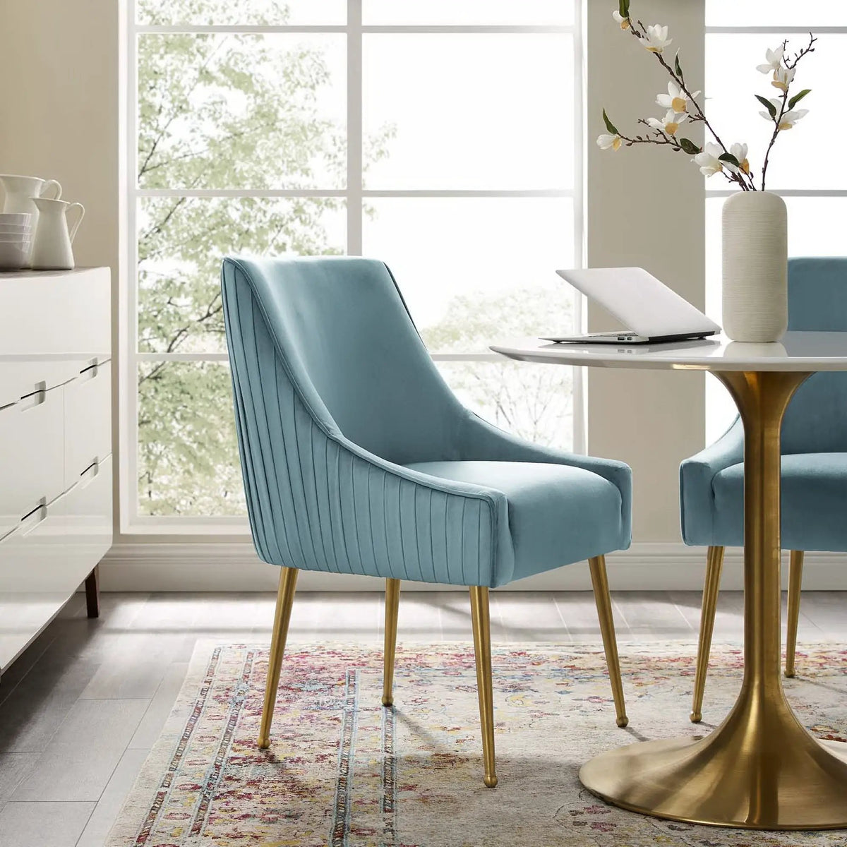 Discern Pleated Back Upholstered Performance Velvet Dining Chair by Modway by HouseOfZazla