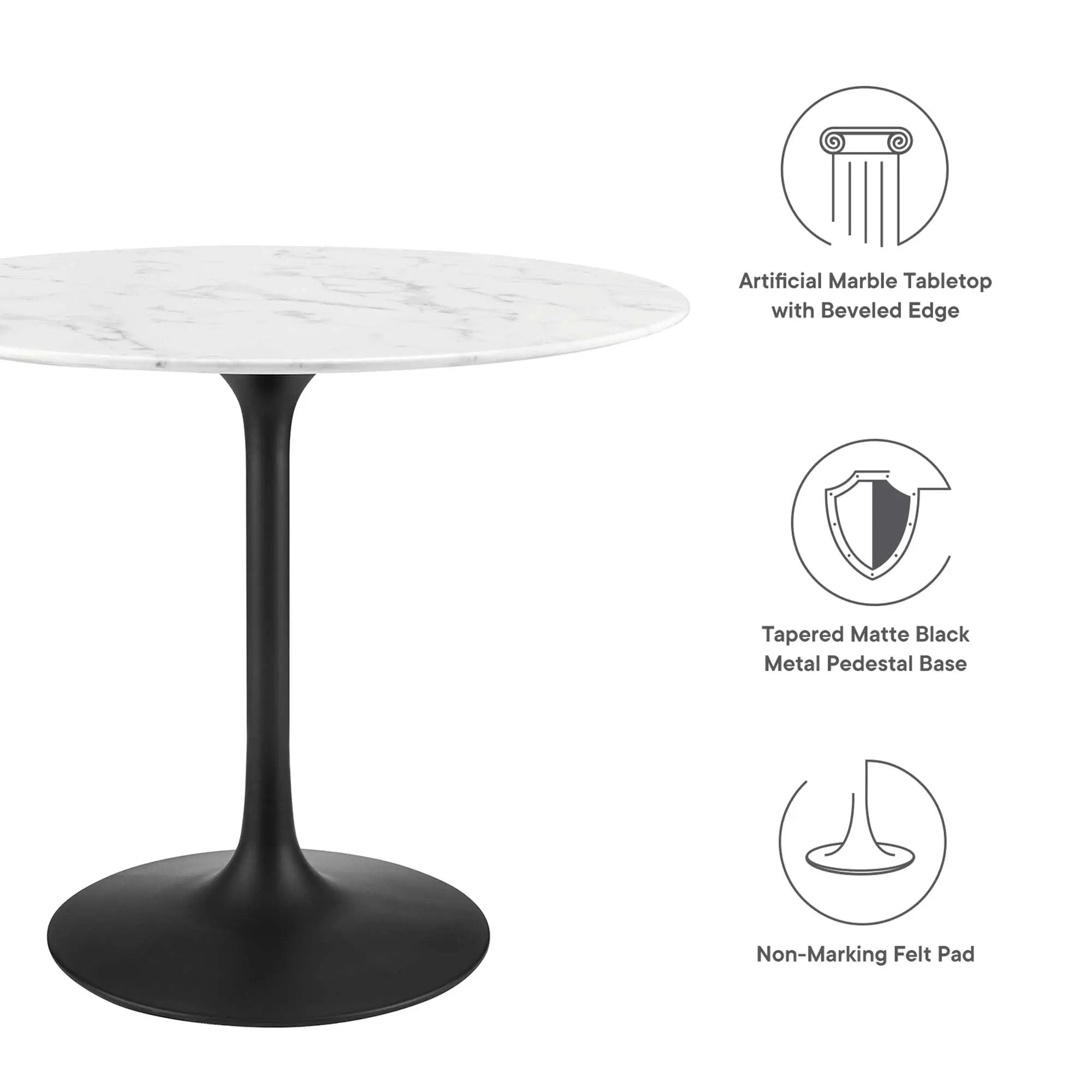 Lippa 36" Round Faux Marble Dining Table by Modway by HouseOfZazla