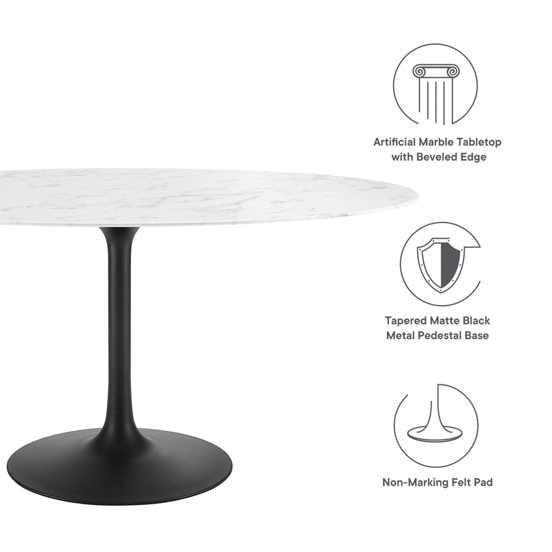 Lippa 60" Oval Faux Marble Dining Table by Modway - EEI-3531, photo 2 of 7