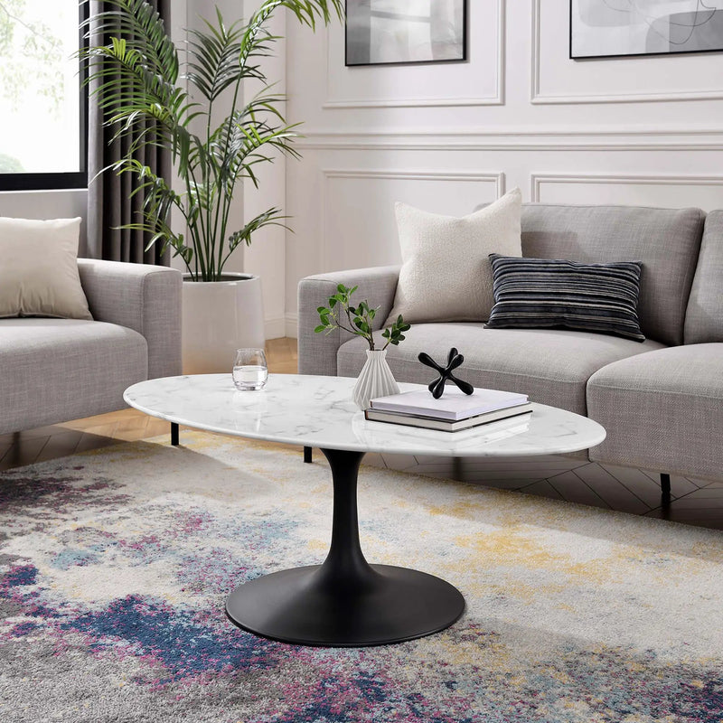 Lippa 48" Oval Faux Marble Coffee Table by Modway by HouseOfZazla