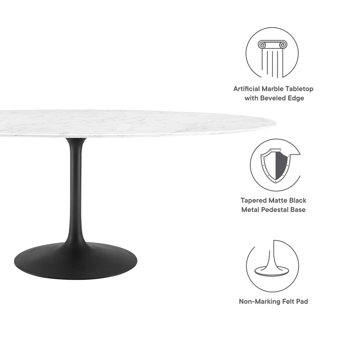 Lippa Oval Faux Marble Dining Table by Modway, photo 2 of 14