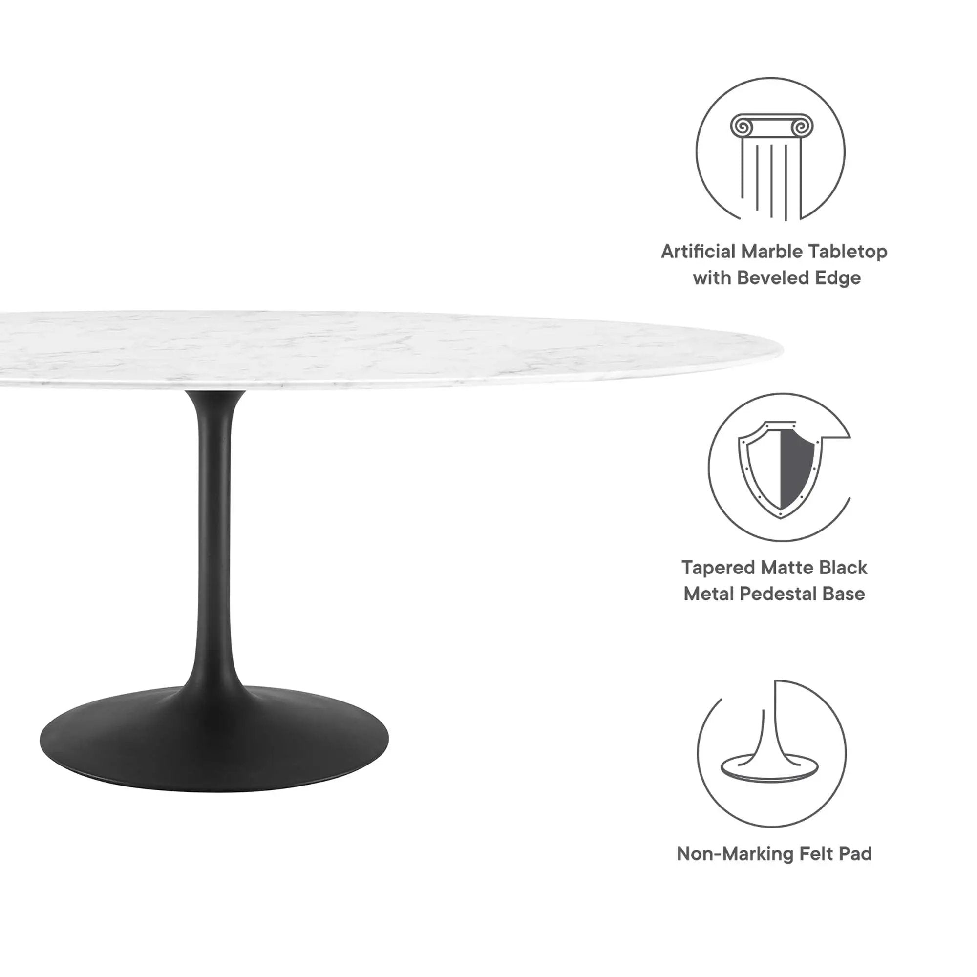 Lippa 78" Oval Faux Marble Dining Table by Modway by HouseOfZazla