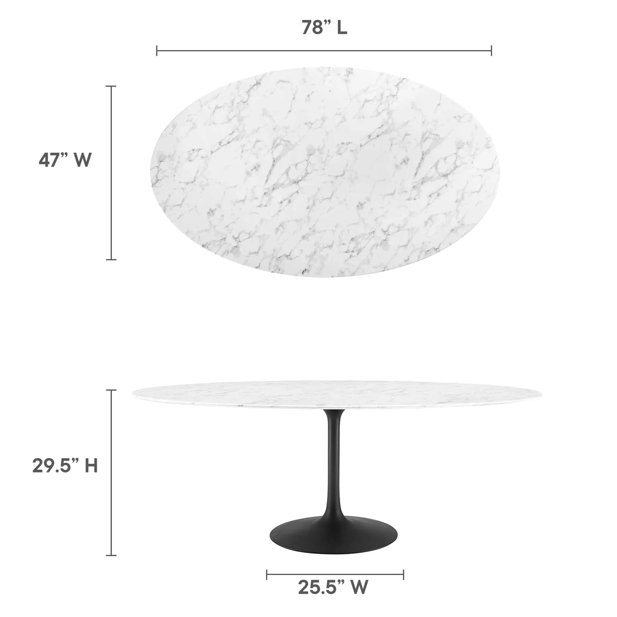Lippa 78" Oval Faux Marble Dining Table by Modway by HouseOfZazla