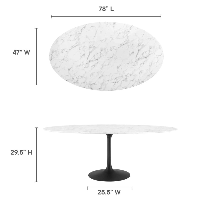 Lippa 78" Oval Faux Marble Dining Table by Modway by HouseOfZazla