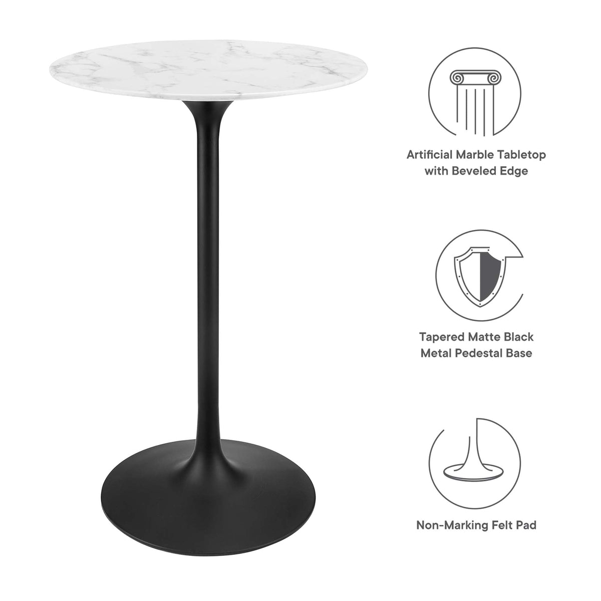 Lippa Round Faux Marble Bar Table by Modway, photo 16 of 40