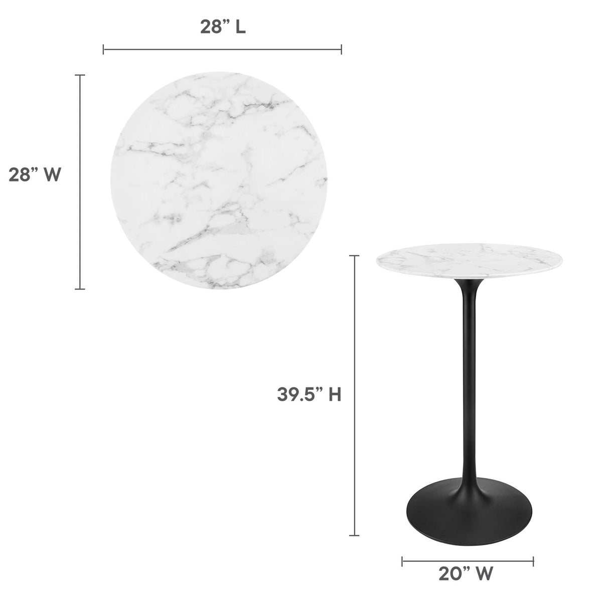 Lippa Round Faux Marble Bar Table by Modway, photo 17 of 40