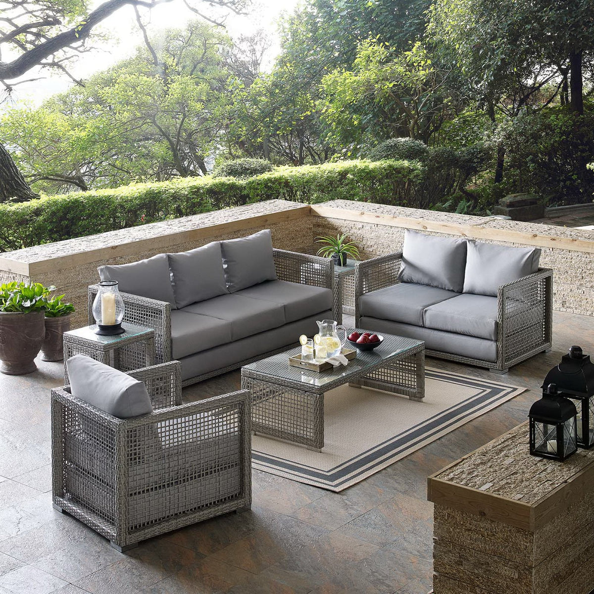 Aura 6 Piece Outdoor Patio Wicker Rattan Set by Modway, photo 11 of 22