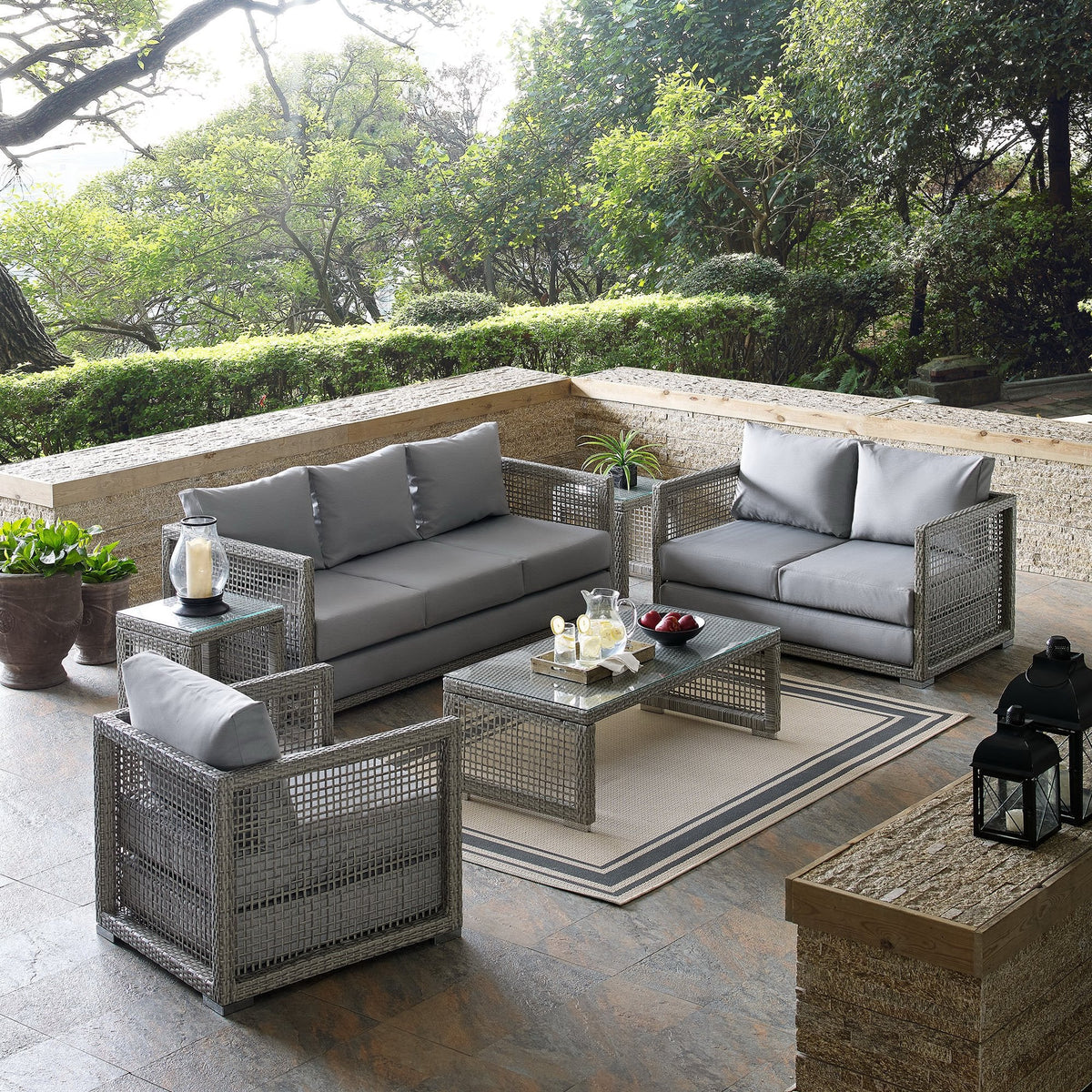 Aura 6 Piece Outdoor Patio Wicker Rattan Set by Modway, photo 3 of 22