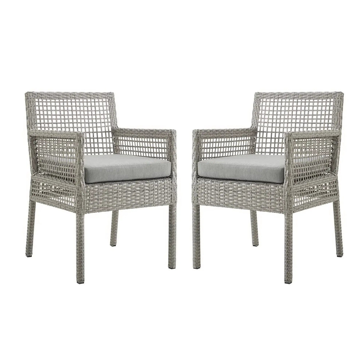 Aura Outdoor Patio Wicker Rattan Dining Armchair Set of 2 by HouseOfZazla