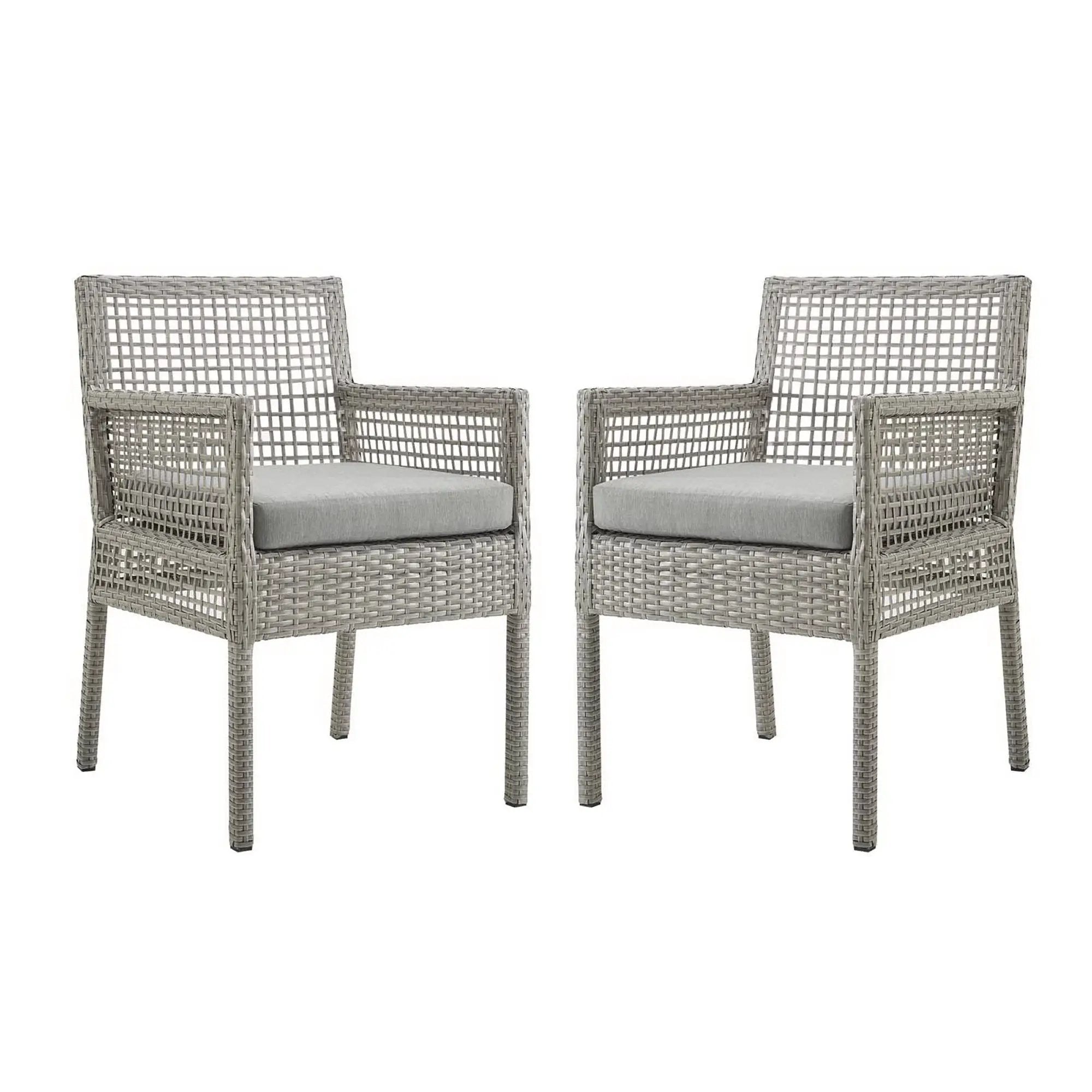 Aura Outdoor Patio Wicker Rattan Dining Armchair Set of 2 by HouseOfZazla