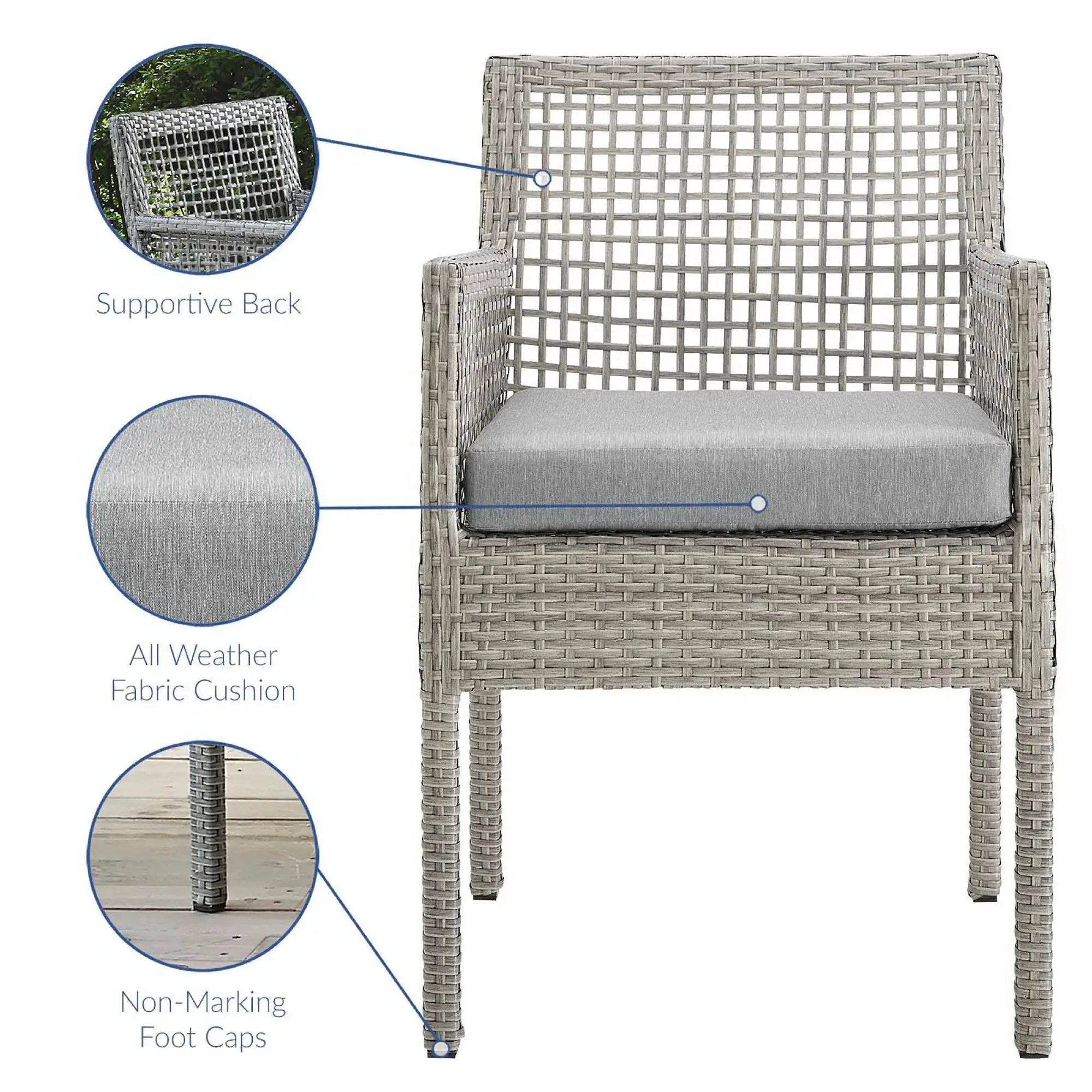Aura Outdoor Patio Wicker Rattan Dining Armchair Set of 2 by HouseOfZazla