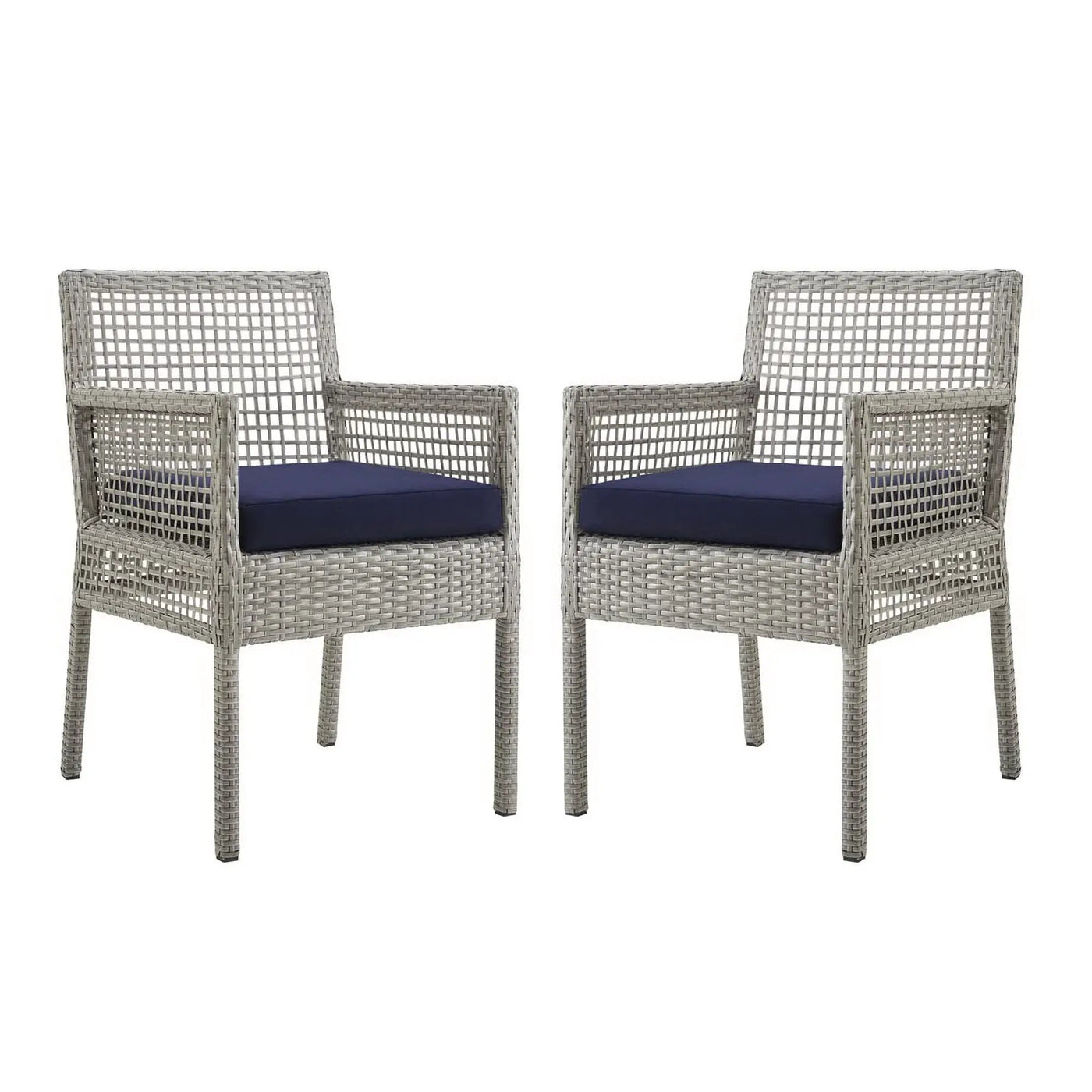 Aura Outdoor Patio Wicker Rattan Dining Armchair Set of 2 by HouseOfZazla