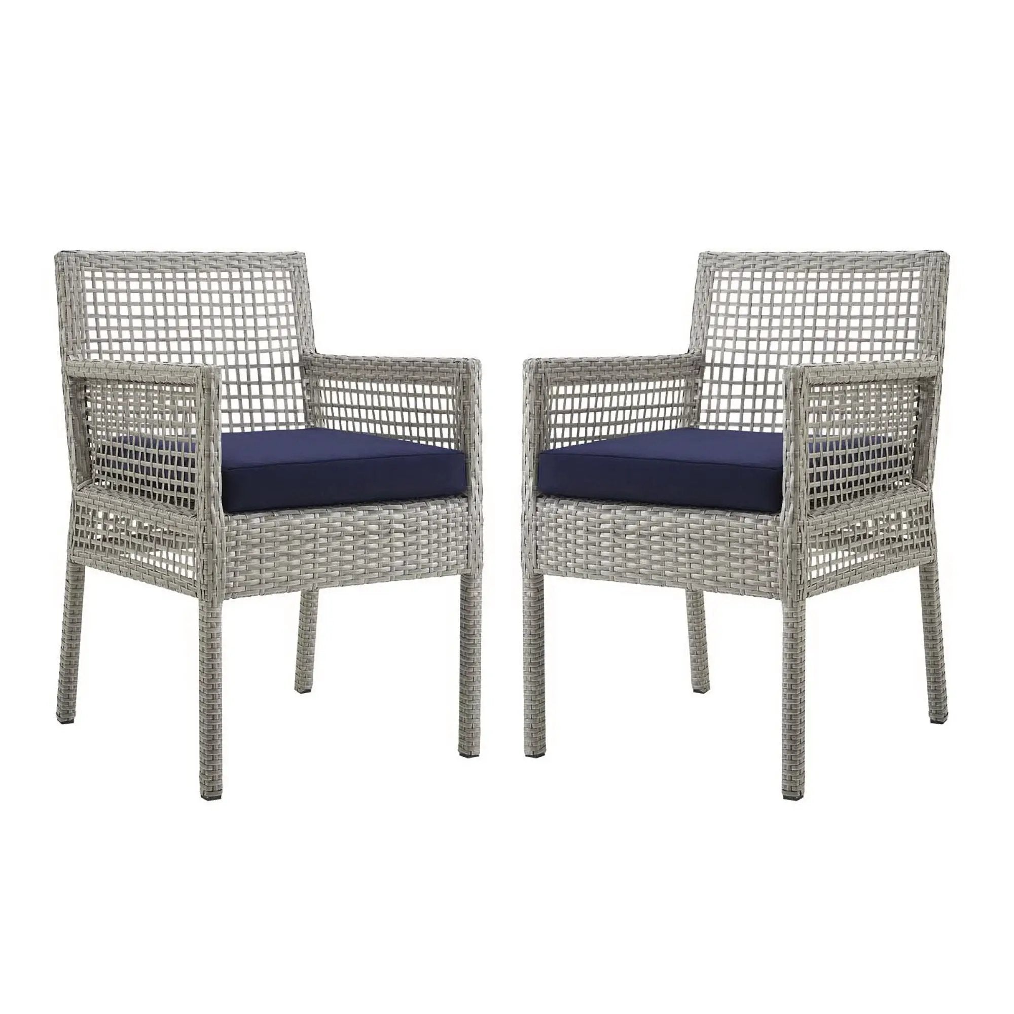 Aura Outdoor Patio Wicker Rattan Dining Armchair Set of 2 by HouseOfZazla