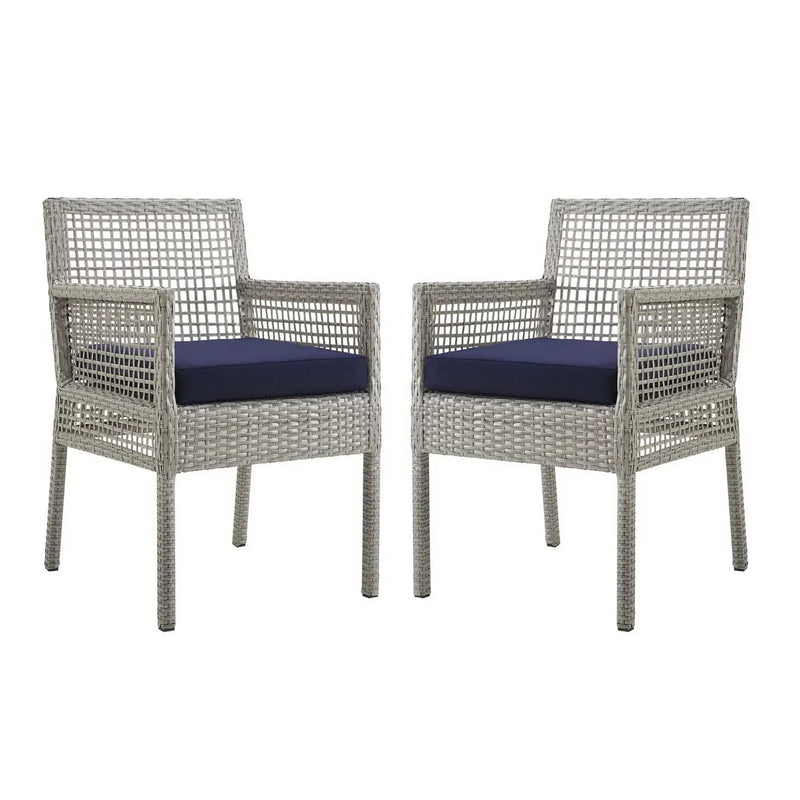 Aura Outdoor Patio Wicker Rattan Dining Armchair Set of 2 by HouseOfZazla