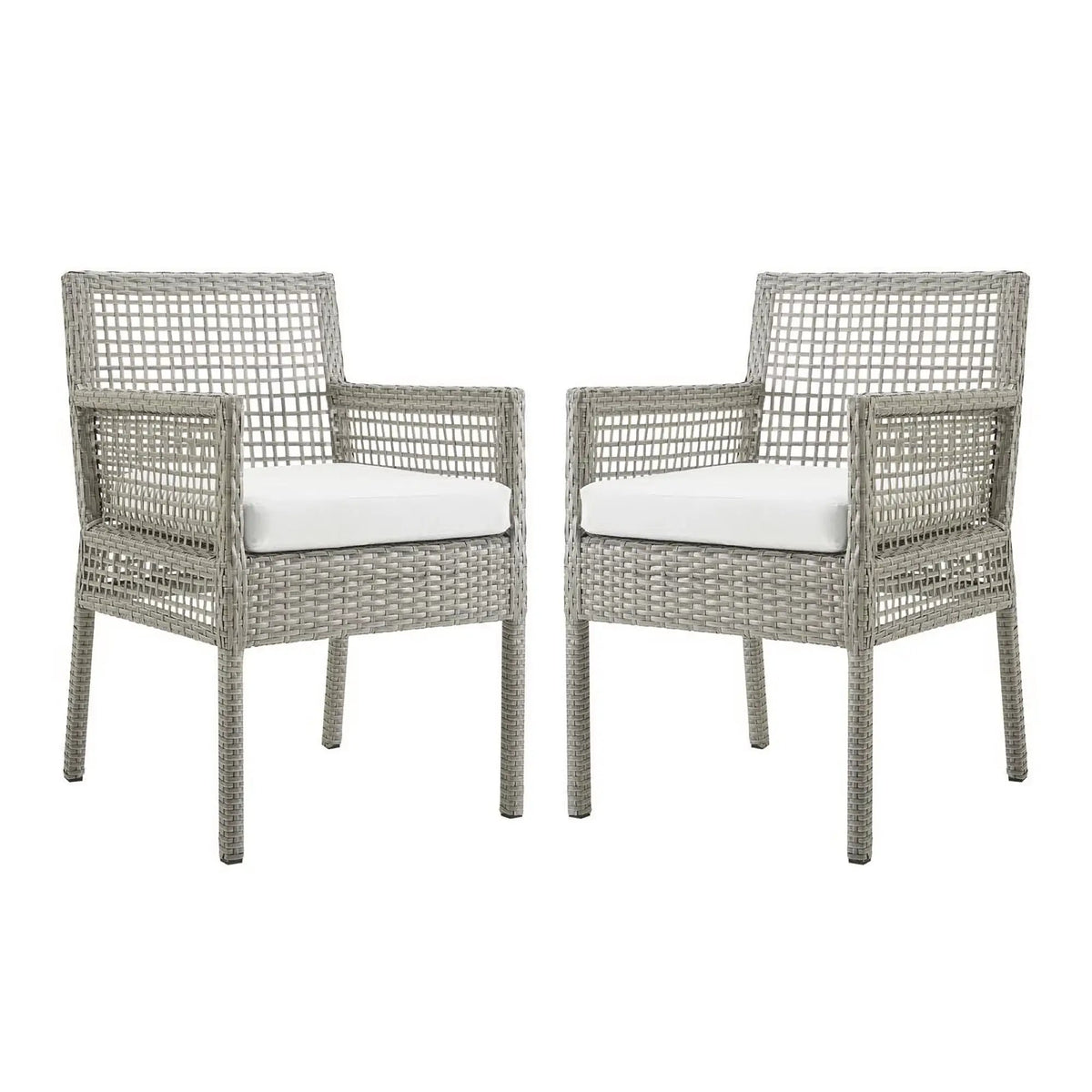 Aura Outdoor Patio Wicker Rattan Dining Armchair Set of 2 by HouseOfZazla