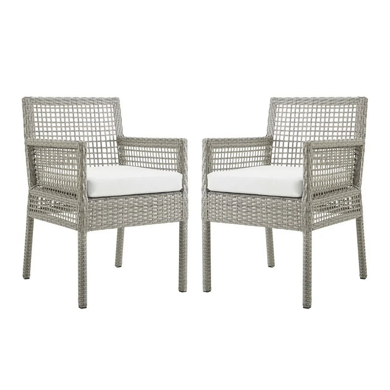 Aura Outdoor Patio Wicker Rattan Dining Armchair Set of 2 by HouseOfZazla