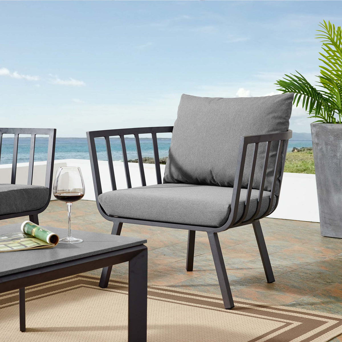 Riverside Outdoor Patio Aluminum Armchair by Modway, photo 7 of 14