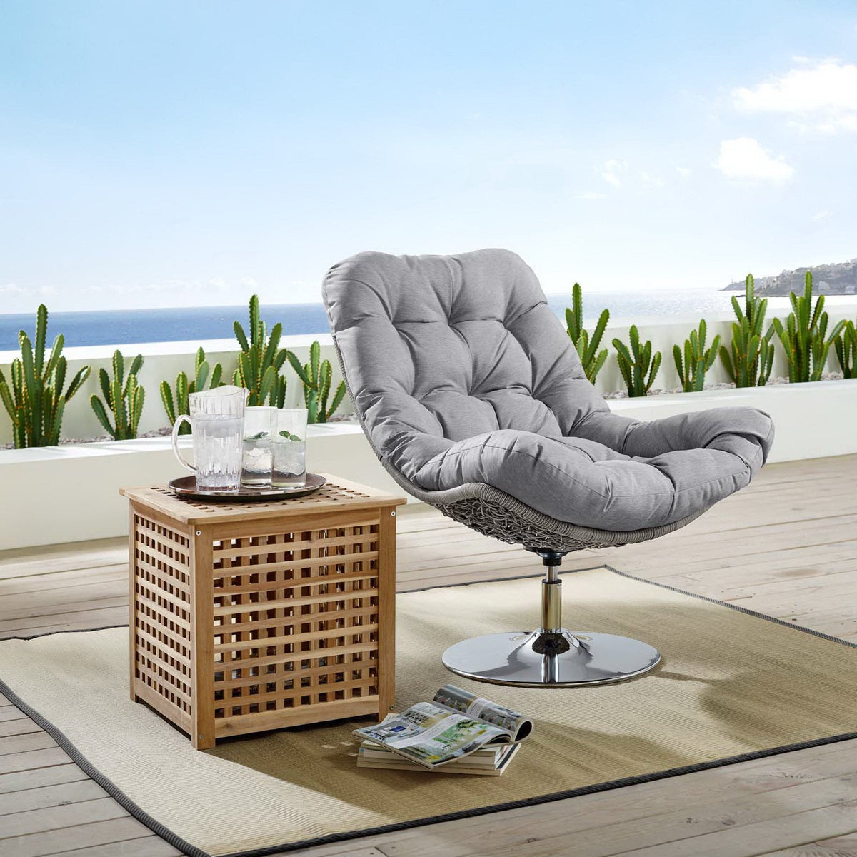 Brighton Wicker Rattan Outdoor Patio Swivel Lounge Chair by Modway, photo 5 of 18