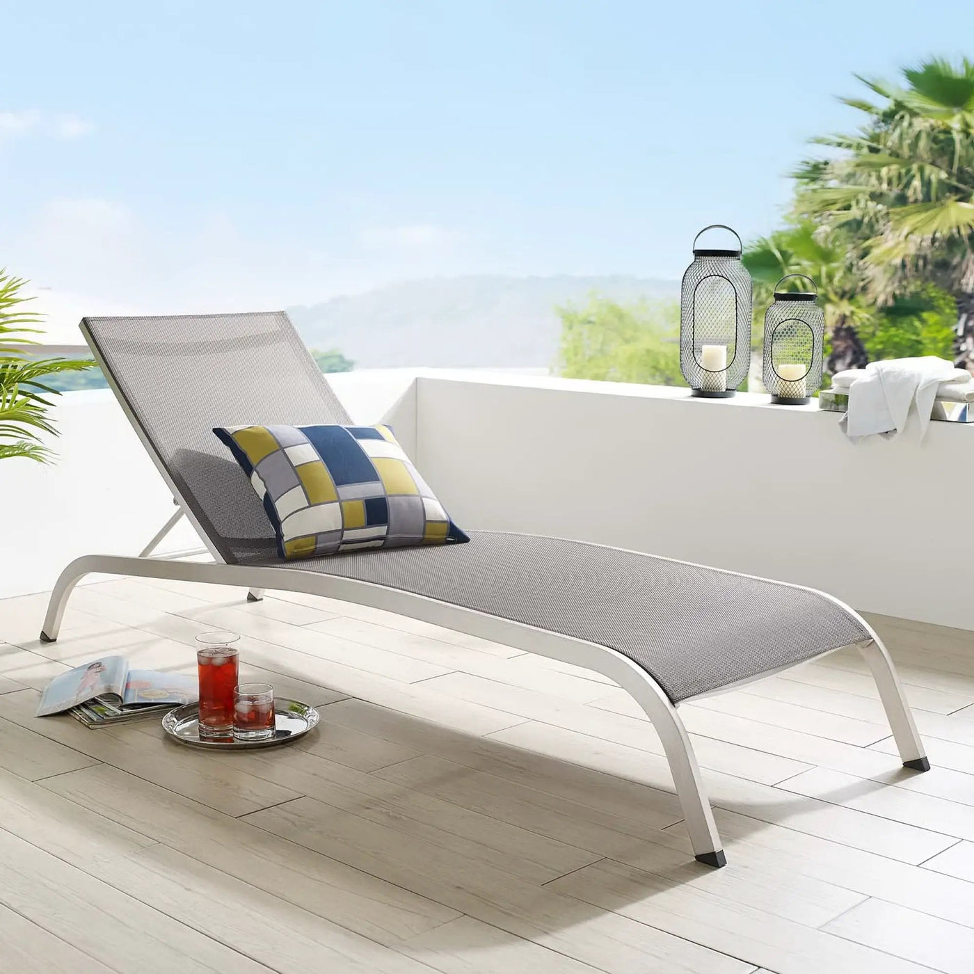 Savannah Mesh Chaise Outdoor Patio Aluminum Lounge Chair by Modway by HouseOfZazla