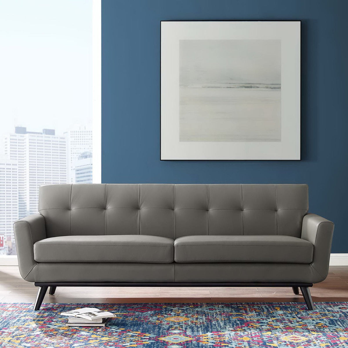 Engage Top-Grain Leather Living Room Lounge Sofa by Modway, photo 7 of 14
