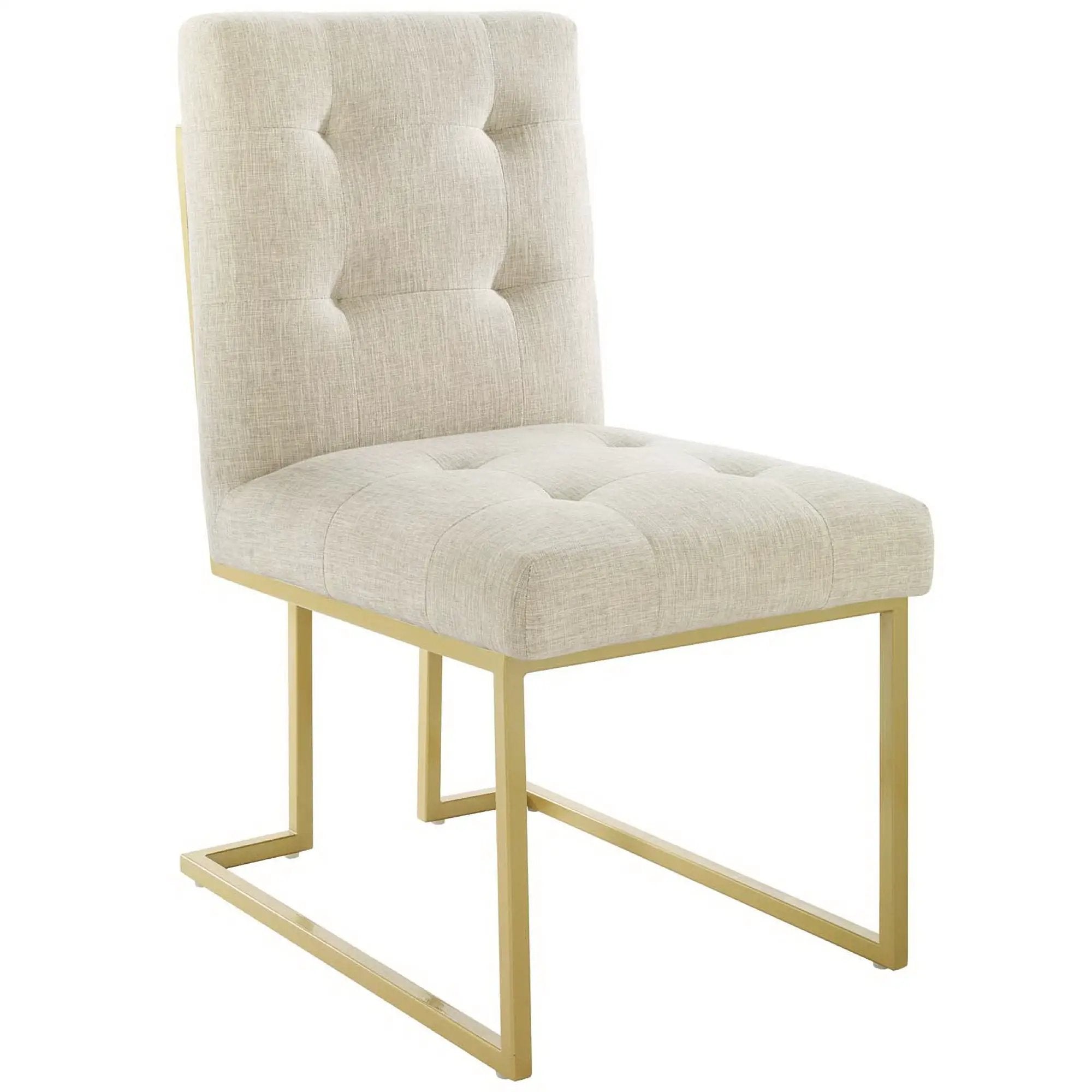 Privy Gold Stainless Steel Upholstered Fabric Dining Accent Chair by HouseOfZazla
