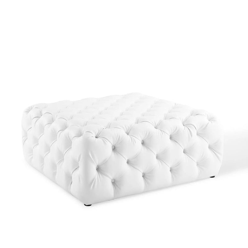 Amour Tufted Button Large Square Faux Leather Ottoman by Modway by HouseOfZazla
