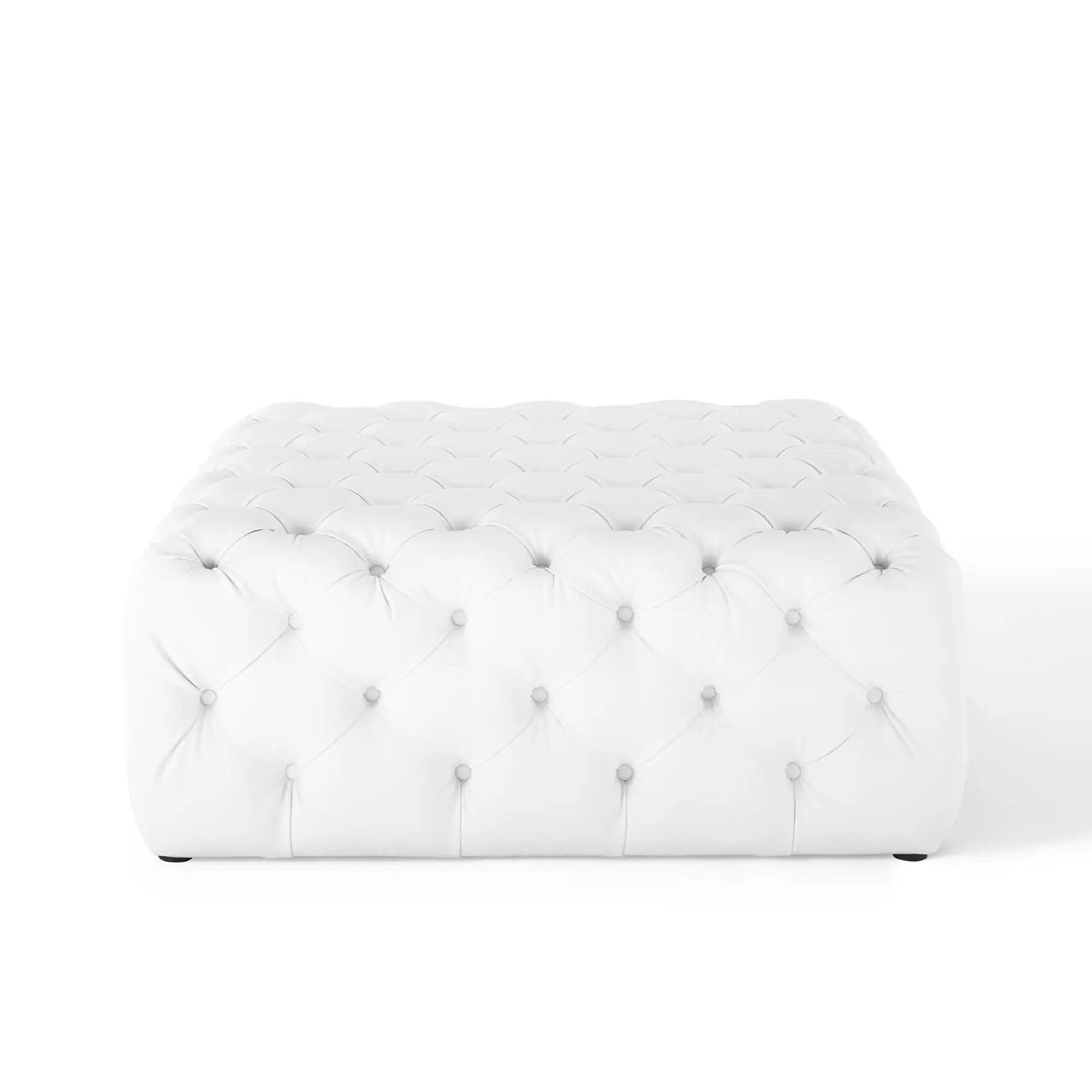 Amour Tufted Button Large Square Faux Leather Ottoman by Modway by HouseOfZazla