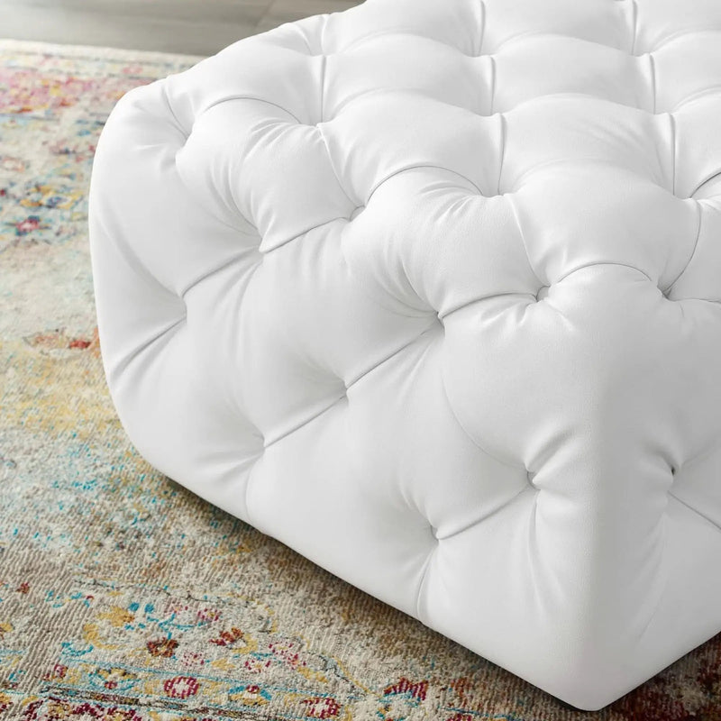 Amour Tufted Button Square Faux Leather Ottoman by Modway by HouseOfZazla