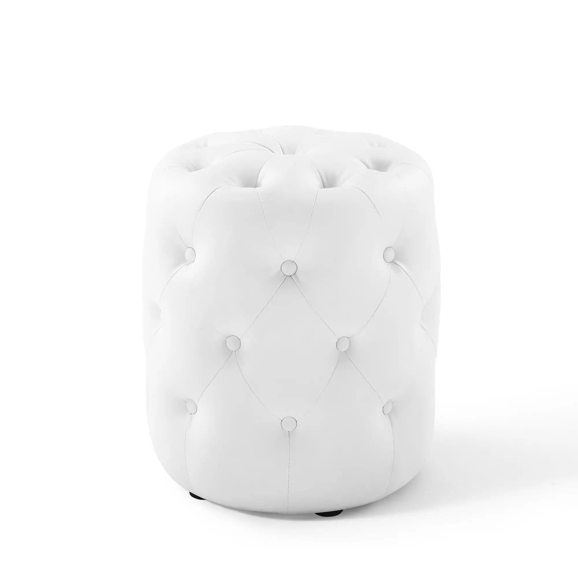 Amour Tufted Button Round Faux Leather Ottoman by HouseOfZazla