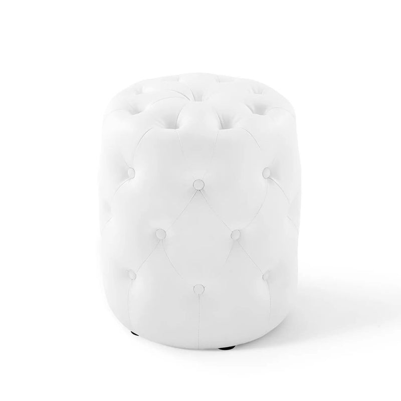 Amour Tufted Button Round Faux Leather Ottoman by HouseOfZazla