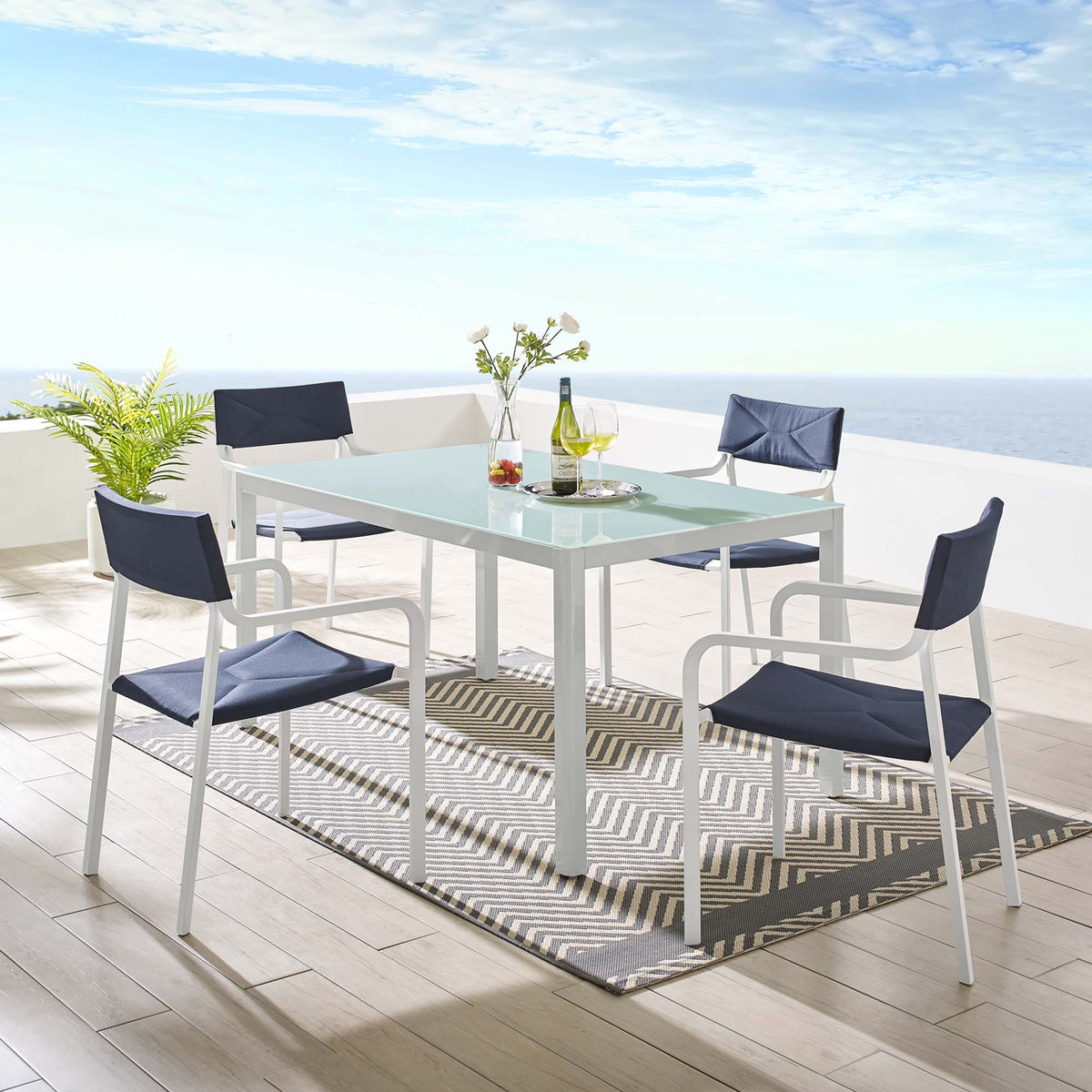 Raleigh 5 Piece Outdoor Patio Aluminum Dining Set by Modway, photo 11 of 12