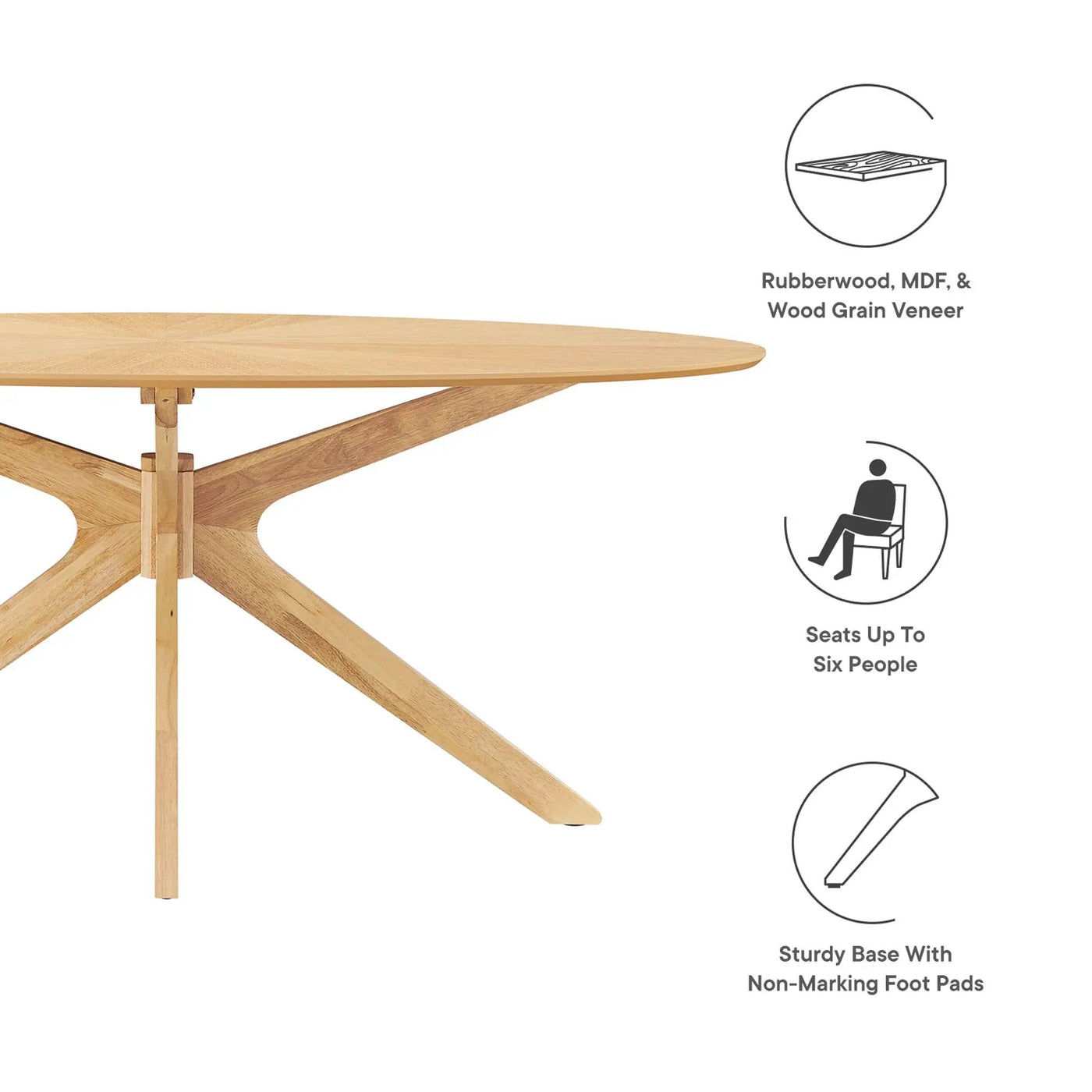Crossroads 71" Oval Wood Dining Table by Modway by HouseOfZazla