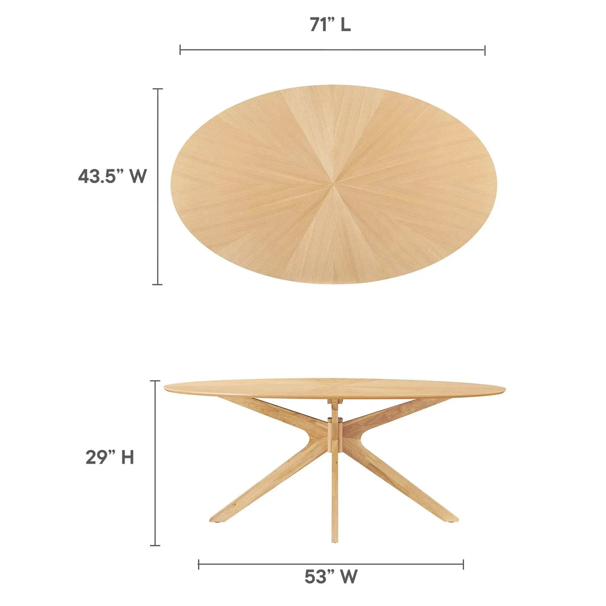 Crossroads 71" Oval Wood Dining Table by Modway by HouseOfZazla