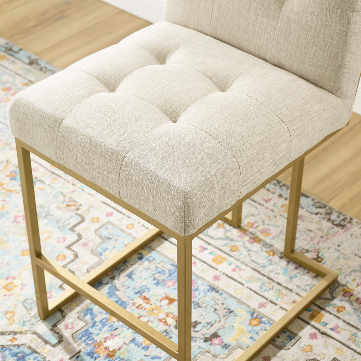 Privy Gold Stainless Steel Upholstered Fabric Counter Stool by Modway, photo 8 of 16