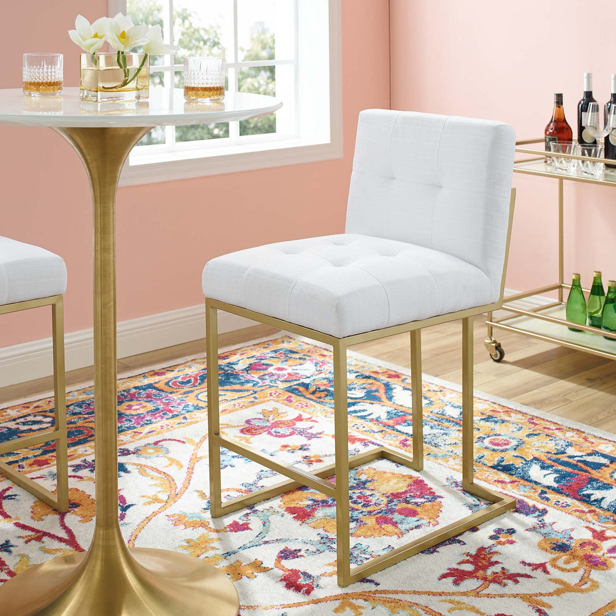 Privy Gold Stainless Steel Upholstered Fabric Counter Stool by Modway, photo 15 of 16