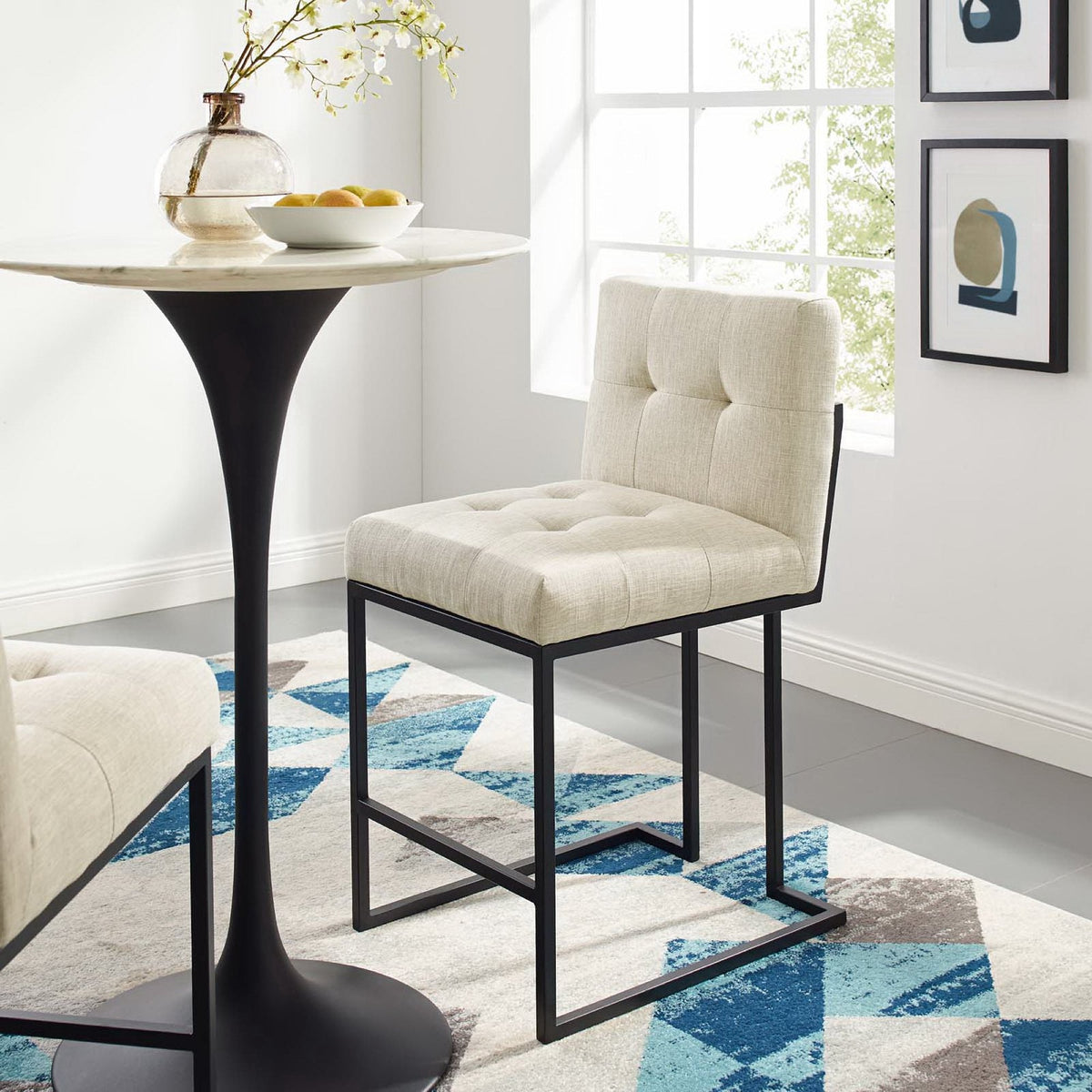 Privy Black Stainless Steel Upholstered Fabric Counter Stool by Modway, photo 7 of 16