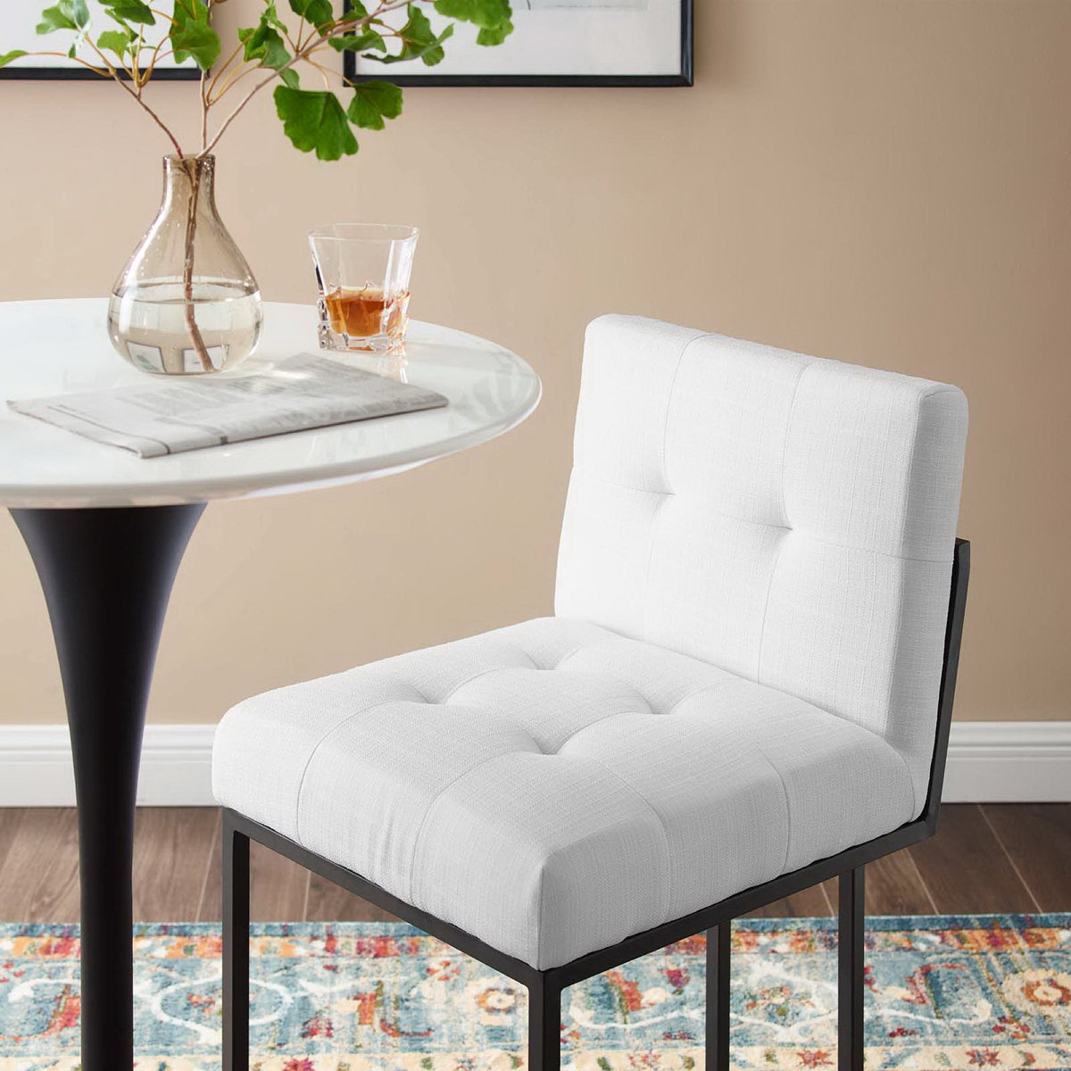 Privy Black Stainless Steel Upholstered Fabric Counter Stool by Modway, photo 16 of 16